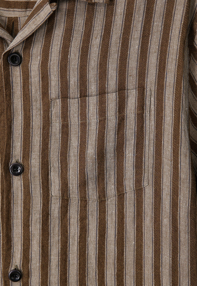 Art if acts - Linen Stripe Camp Half Shirt (Camel) product image 9 | TRAB K-Fashion Australia