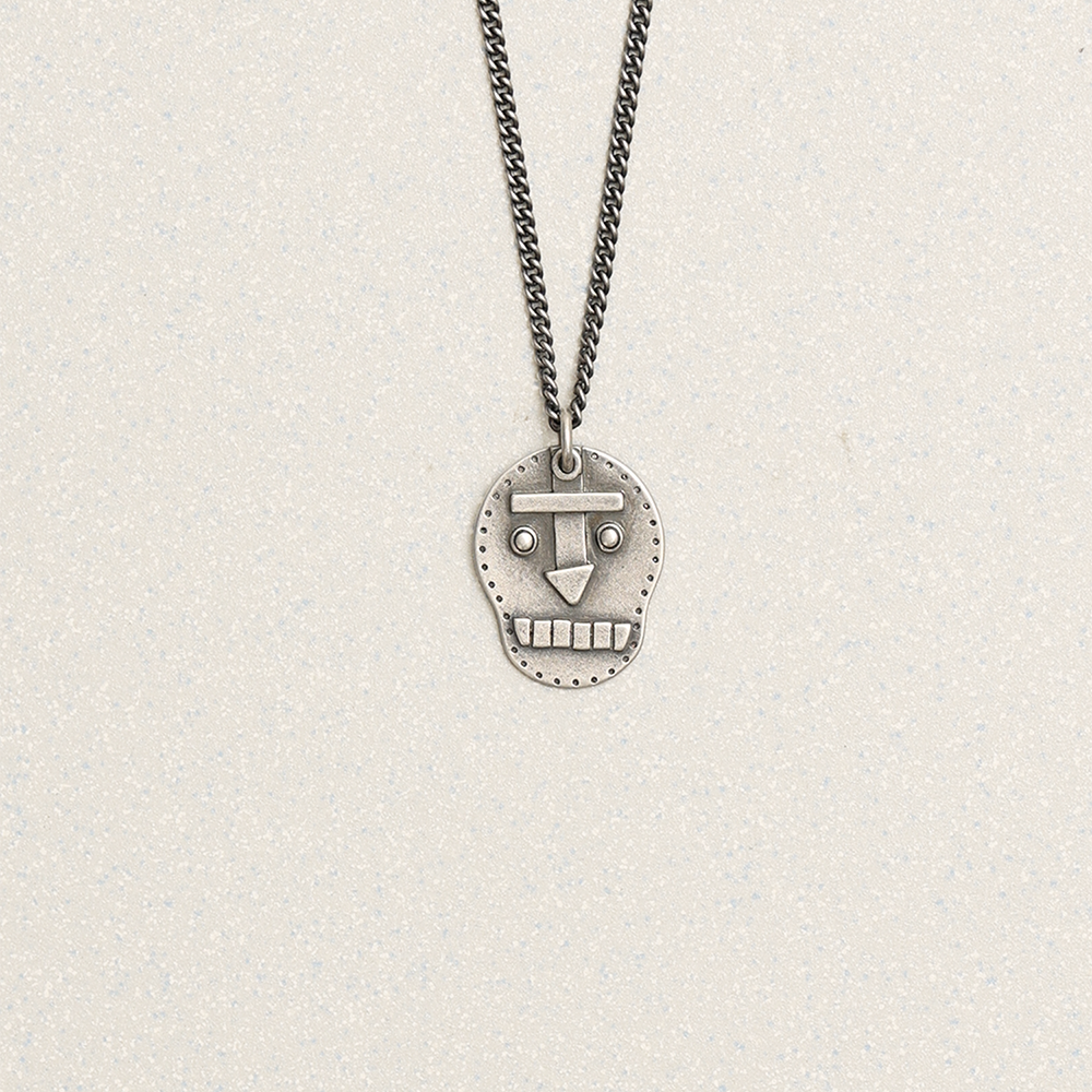 Towtow Archive - Flat Skull Necklace Silver Burnish (OC) product image 1 | TRAB K-Fashion Australia