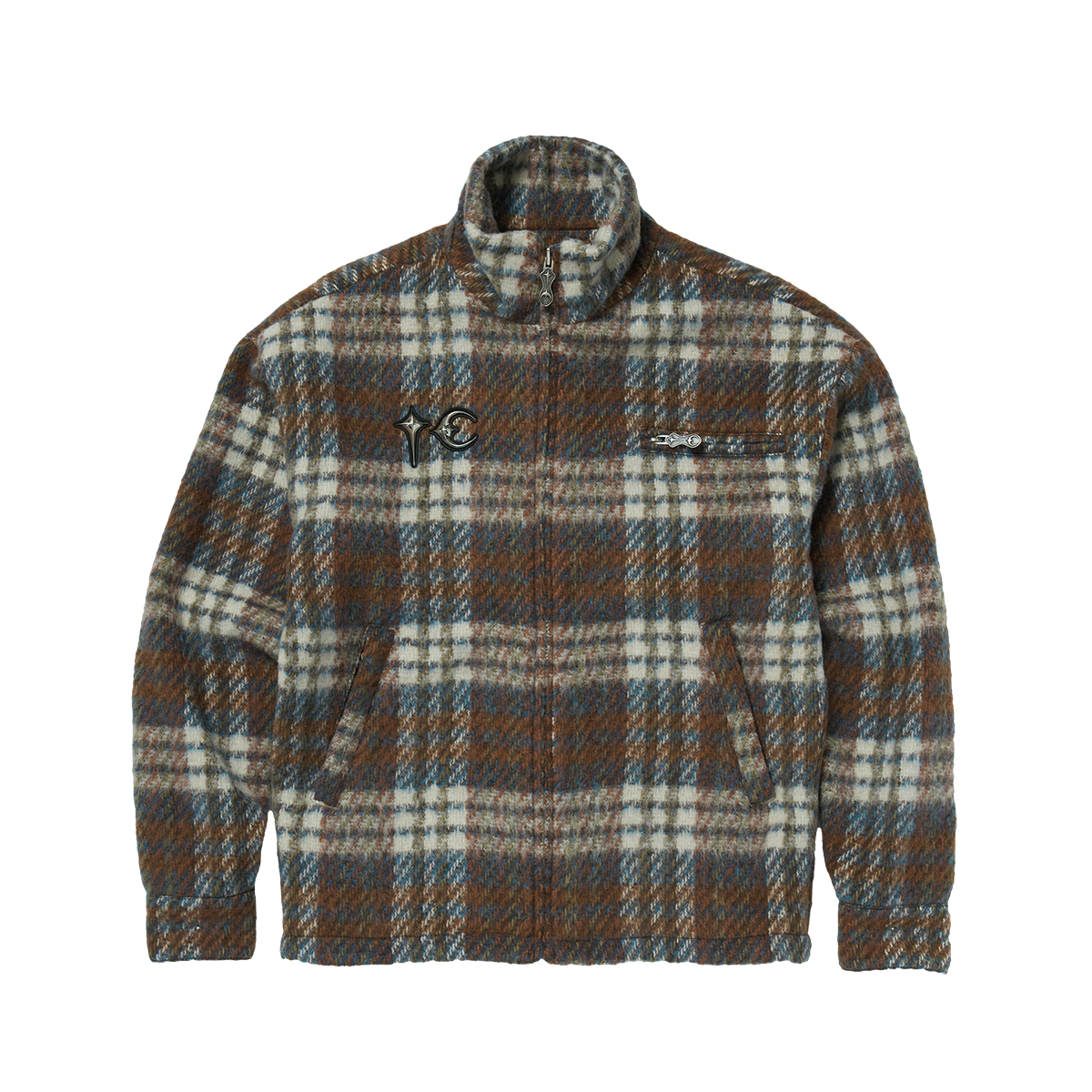 Thug Club - Classic Check Full-Zip Jacket (Blue/Orange) product image 1 | TRAB K-Fashion Australia