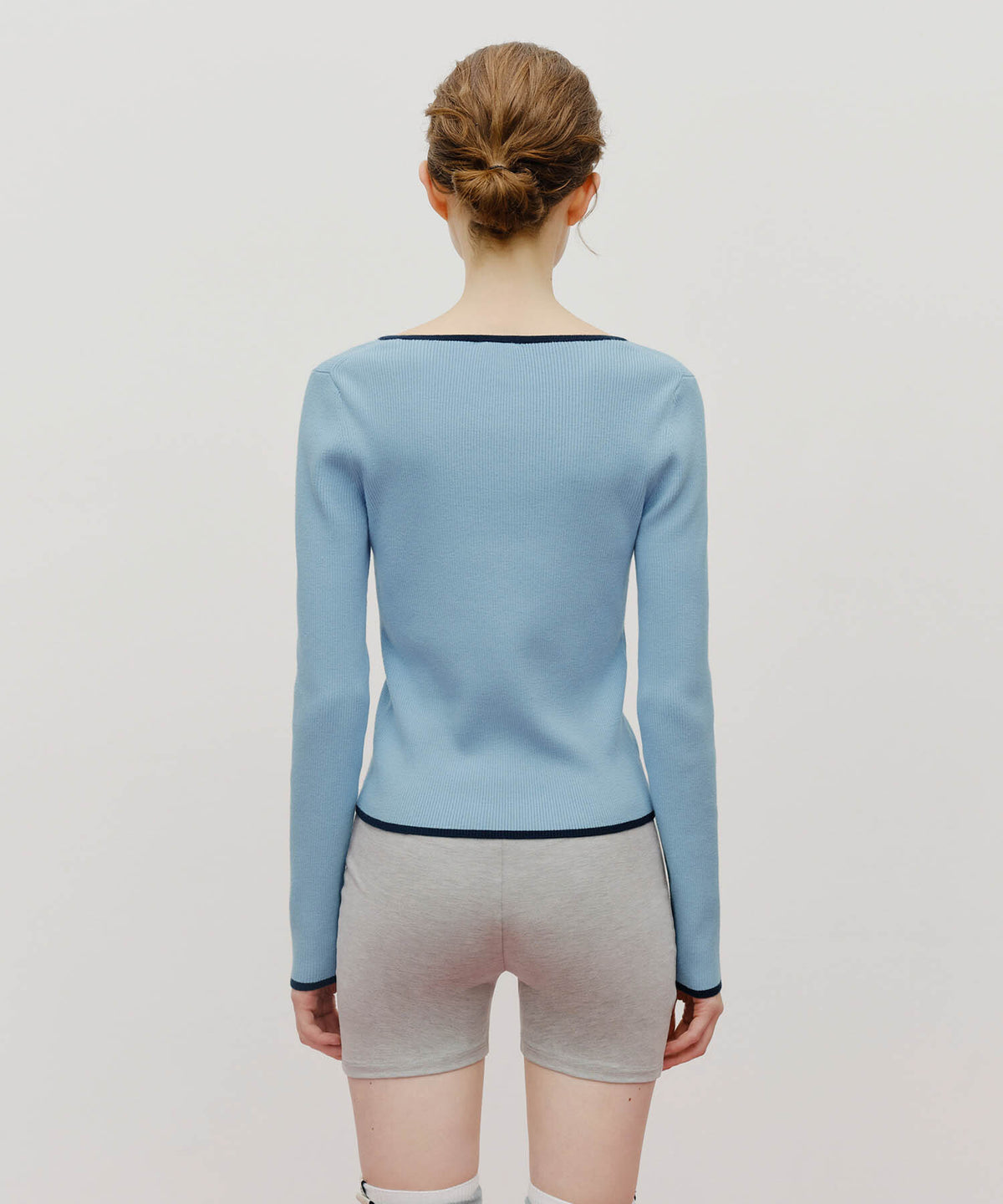 Marithe & Francois Girbaud - Color Point Square Neck Knit Pullover (Sky Blue) product image 3 | TRAB K-Fashion Australia