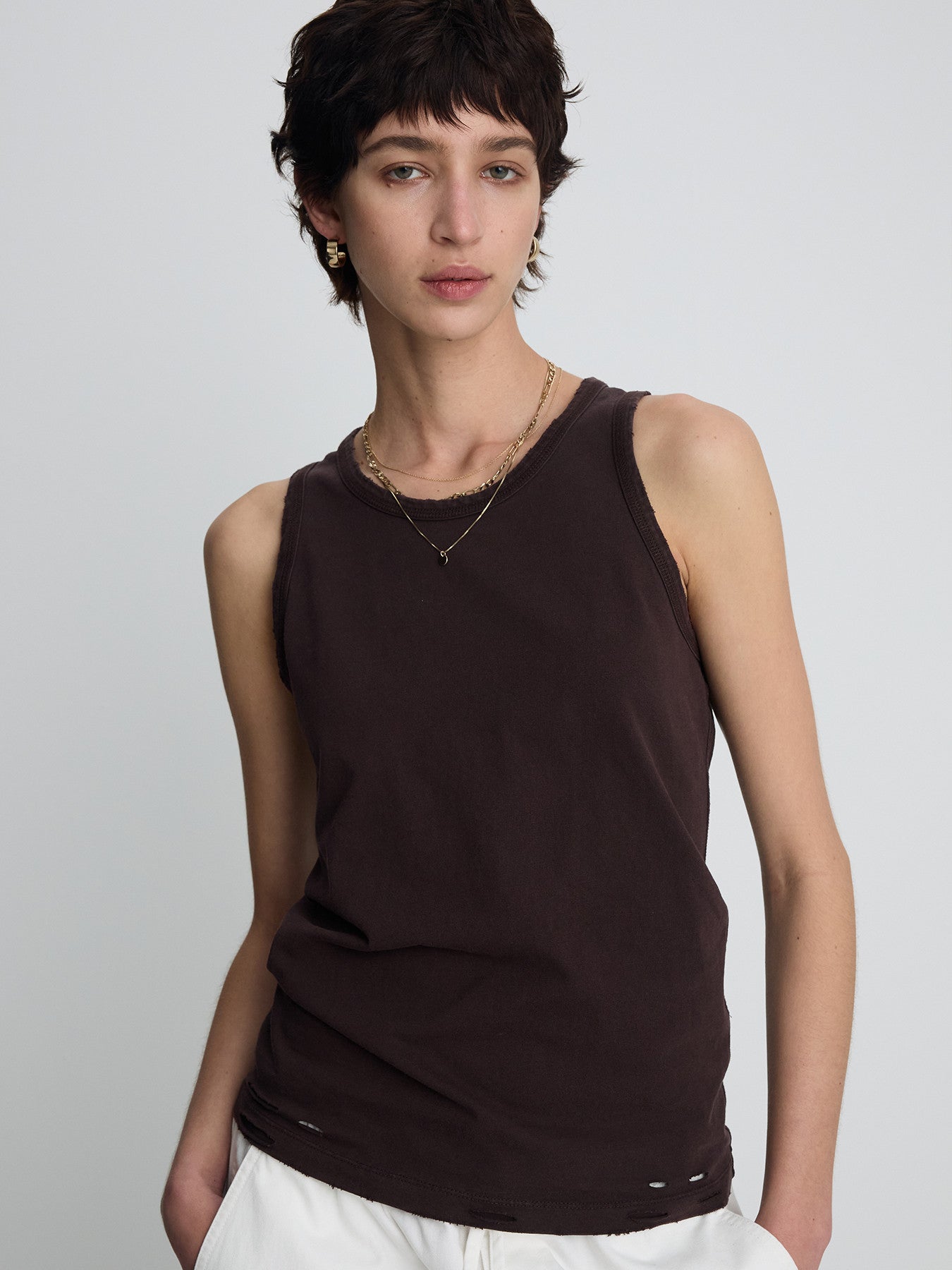 Tonywack - Hand-Distressed Regural Tank Top (Burnt Marron) product image 7 | TRAB K-Fashion Australia