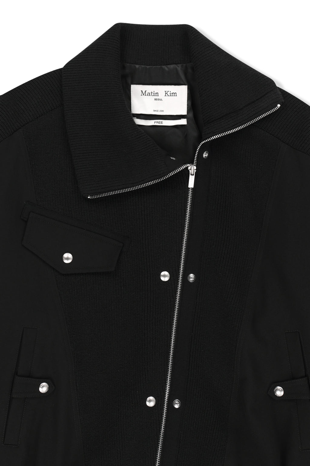 Matin Kim - Asymmetric Knit Panel Jumper (Black) product image 3 | TRAB K-Fashion Australia