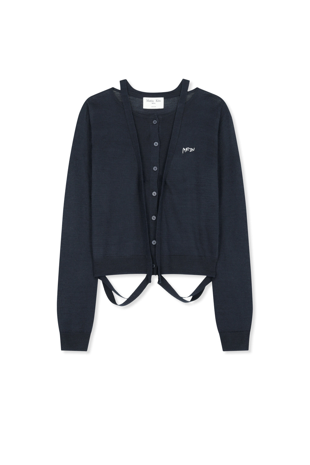 Matin Kim - String Detail Knit Cardigan (Dark Navy) product image 1 | TRAB K-Fashion Australia
