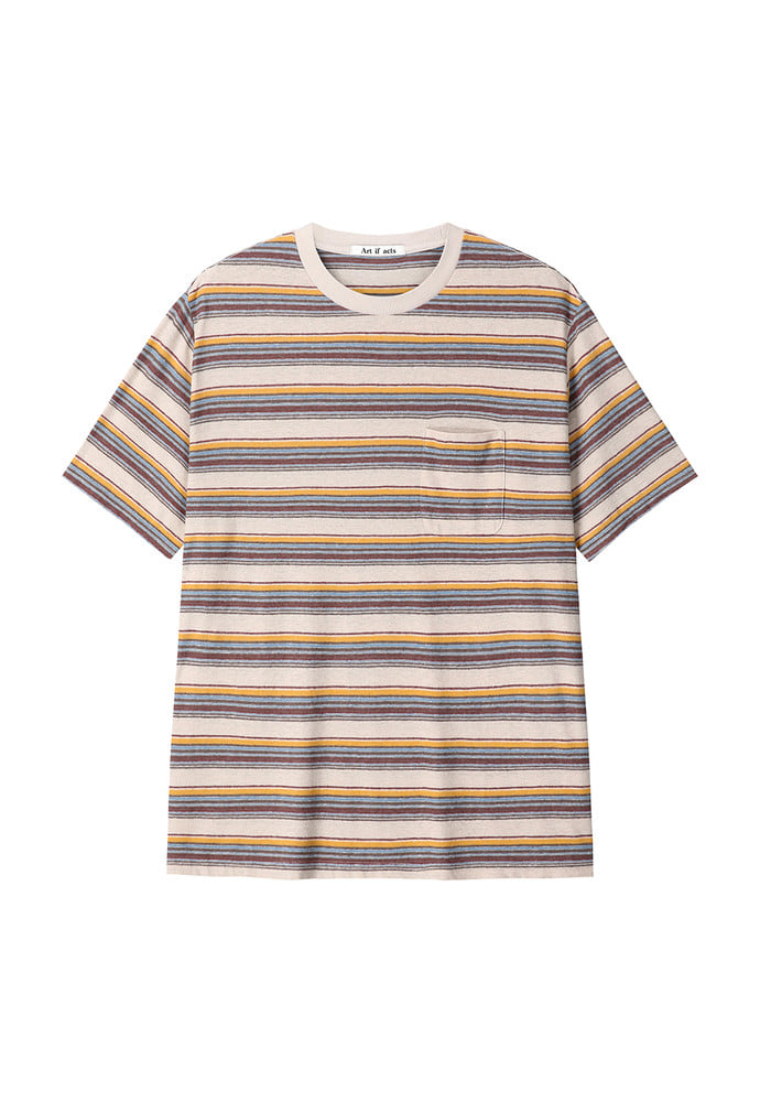 Art if acts - Linen Stripe Pocket Tee (Wood/Blue) product image 6 | TRAB K-Fashion Australia