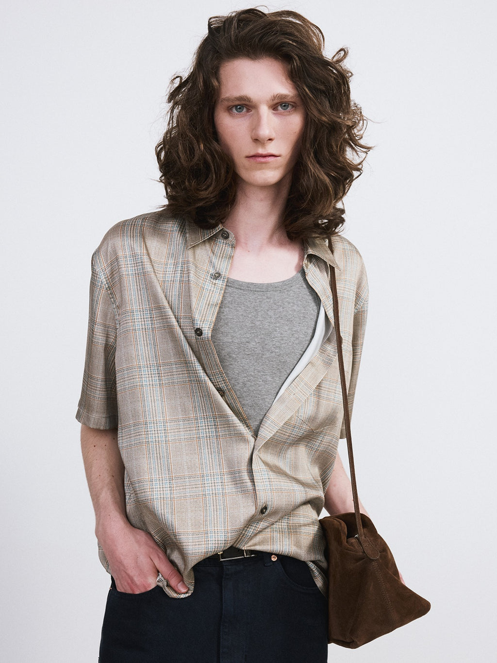 Recto - 70S Vintage Check Shirt (Beige Khaki) product image 1 | TRAB K-Fashion Australia