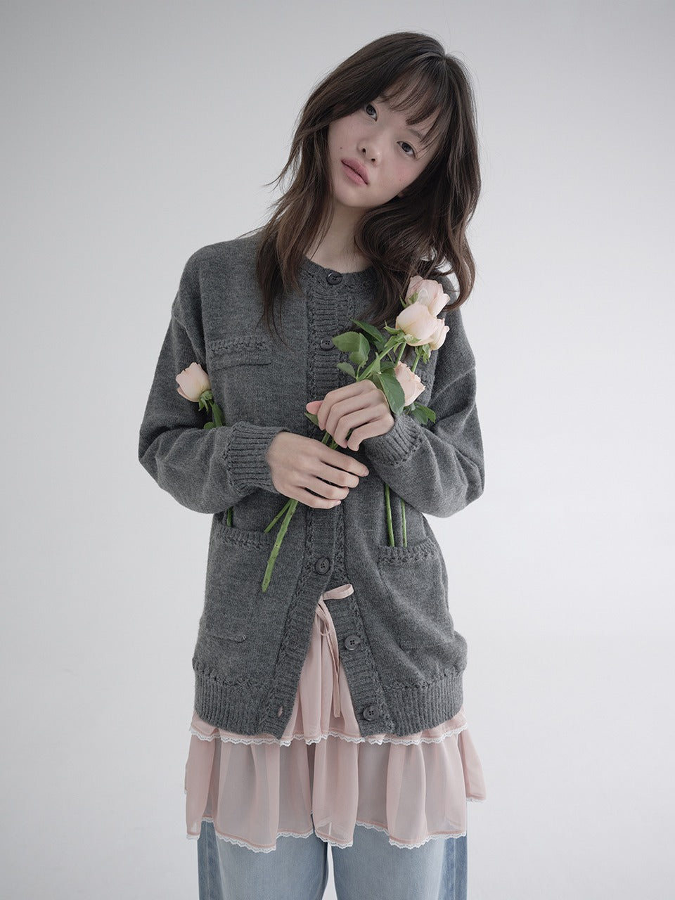 Margarin Fingers - Lace Chiffon Cancan Skirt (Pink) product image 1 | TRAB K-Fashion Australia