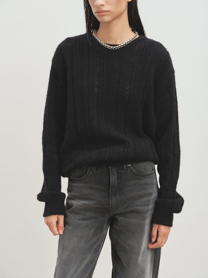 Tonywack - Kid Mohair Distressed Ribbed Sweater (Black) product image 10 | TRAB K-Fashion Australia