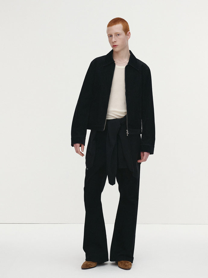 Tonywack - Velvet Denim Zippered Blouson (Black) product image 1 | TRAB K-Fashion Australia