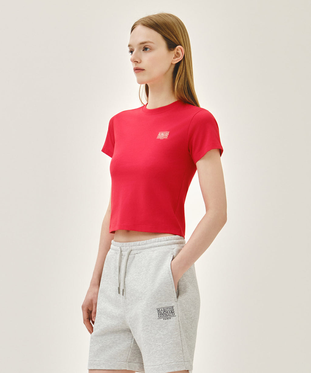 Marithe & Francois Girbaud - Antique Classic Logo Slim Crop Tee (Red) product image 2 | TRAB K-Fashion Australia