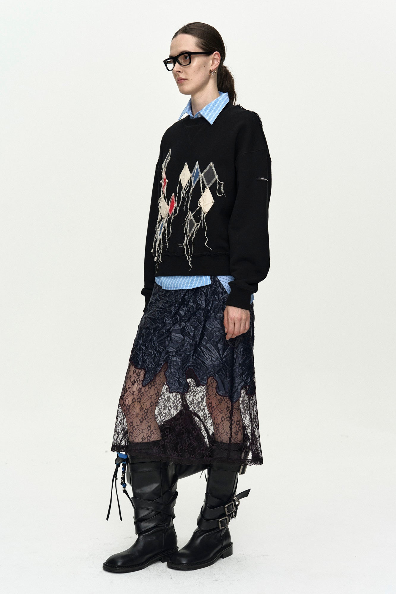 Andersson Bell - (essential) Studded Argyle Patchwork Sweatshirt (Essential) product image 3 | TRAB K-Fashion Australia