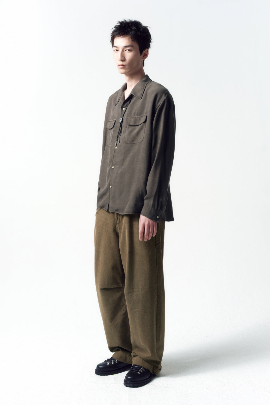 Insilence - Slub Twill Volume Pants (Beige Brown) product image 2 | TRAB K-Fashion Australia