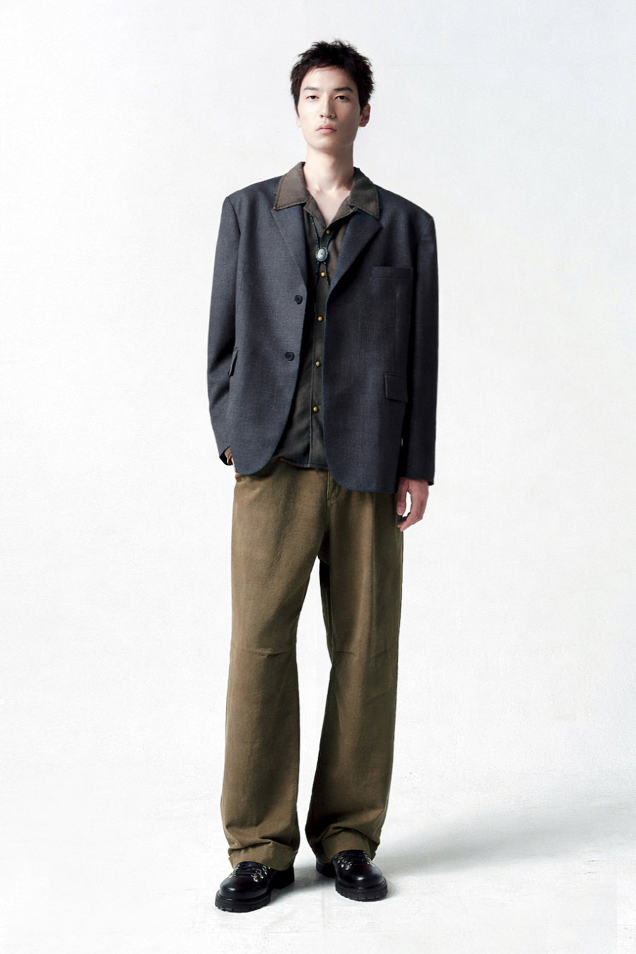 Insilence - Oversize Wool Blazer (Dark Grey) product image 2 | TRAB K-Fashion Australia