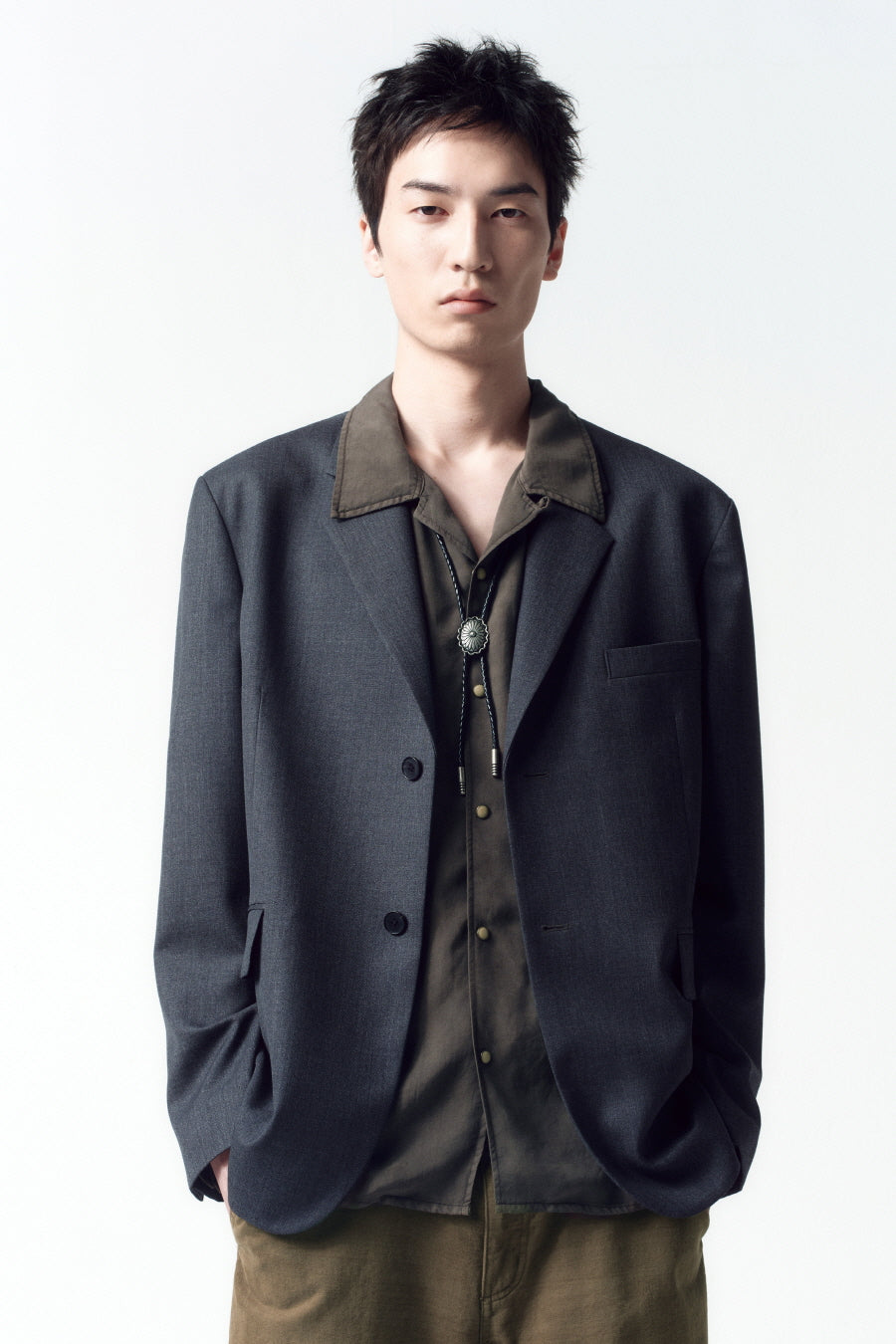 Insilence - Oversize Wool Blazer (Dark Grey) product image 1 | TRAB K-Fashion Australia