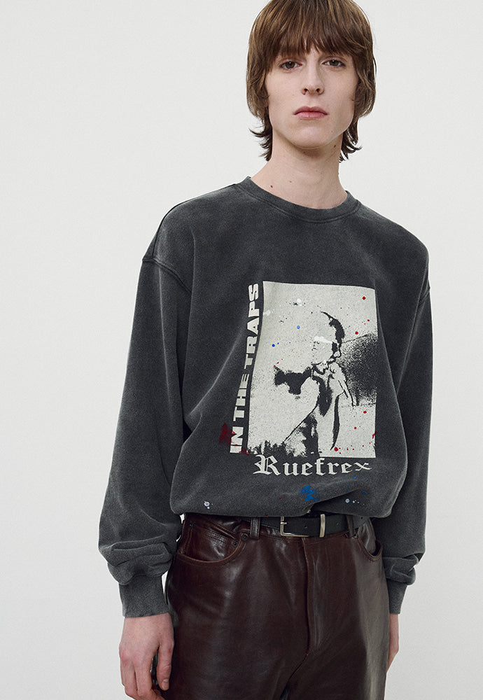 Tonywack - Rueflex Hand-Painted Sweatshirt (Faded Black) product image 1 | TRAB K-Fashion Australia
