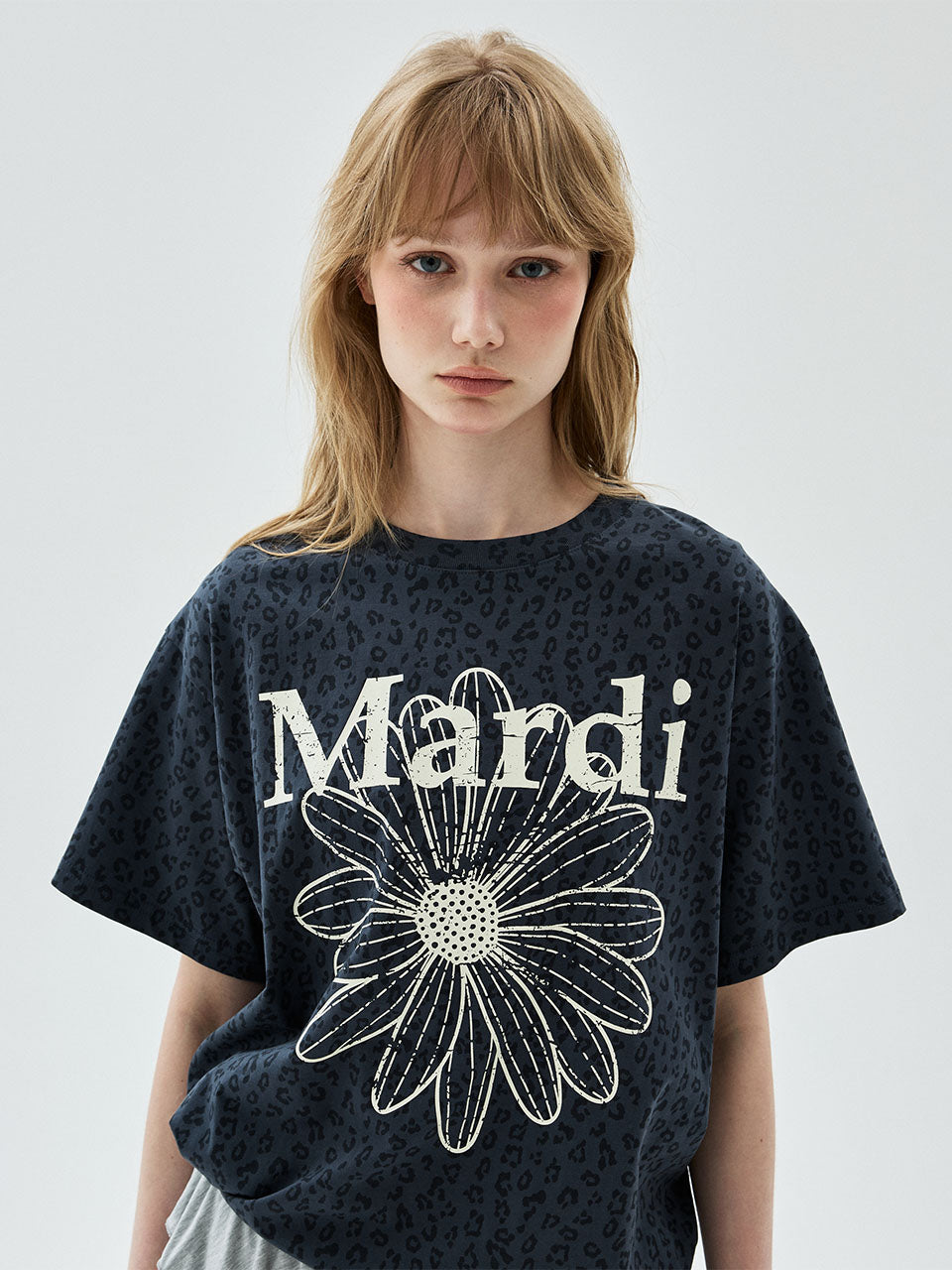 Mardi Mercredi - Tshirt Leopard Flowermardi Cracked (Navy Ivory) product image 1 | TRAB K-Fashion Australia