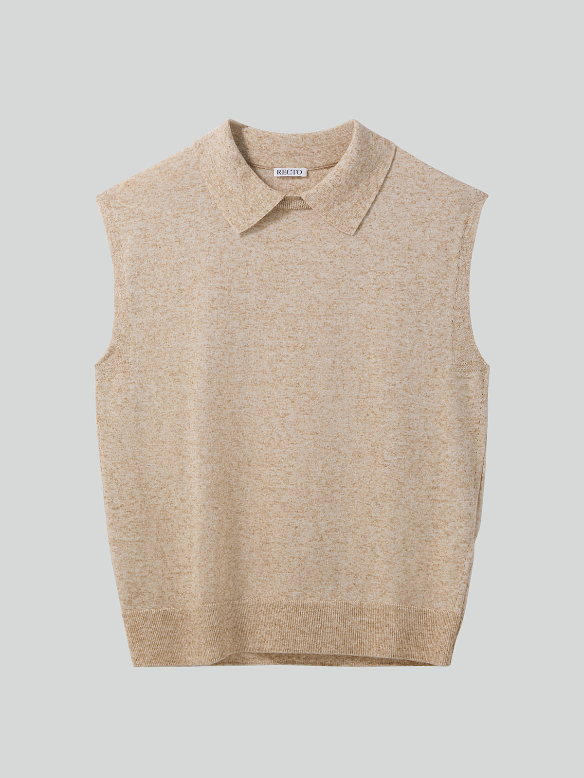 Recto - Linen Blend Polo Knit Vest (Oatmeal) product image 5 | TRAB K-Fashion Australia