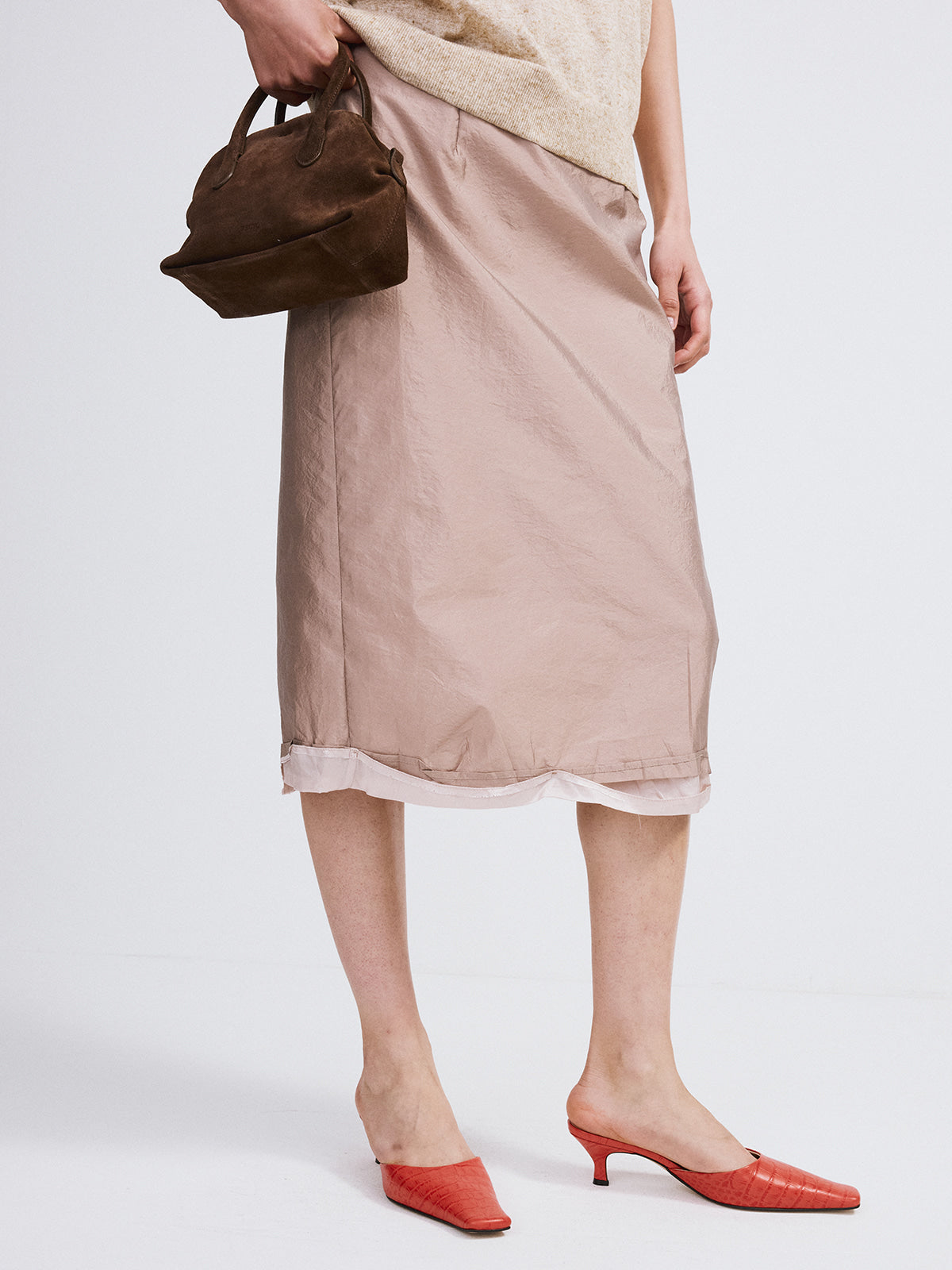 Recto - Layered Detail Midi Skirt (Sepia Beige) product image 4 | TRAB K-Fashion Australia