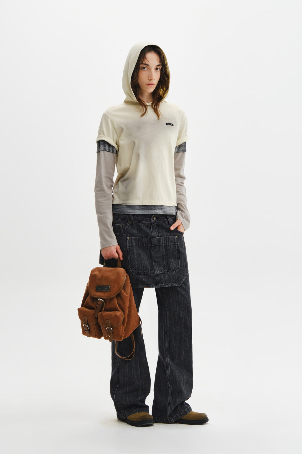 Matin Kim - Apron Layered Denim Pants (Black) product image 10 | TRAB K-Fashion Australia