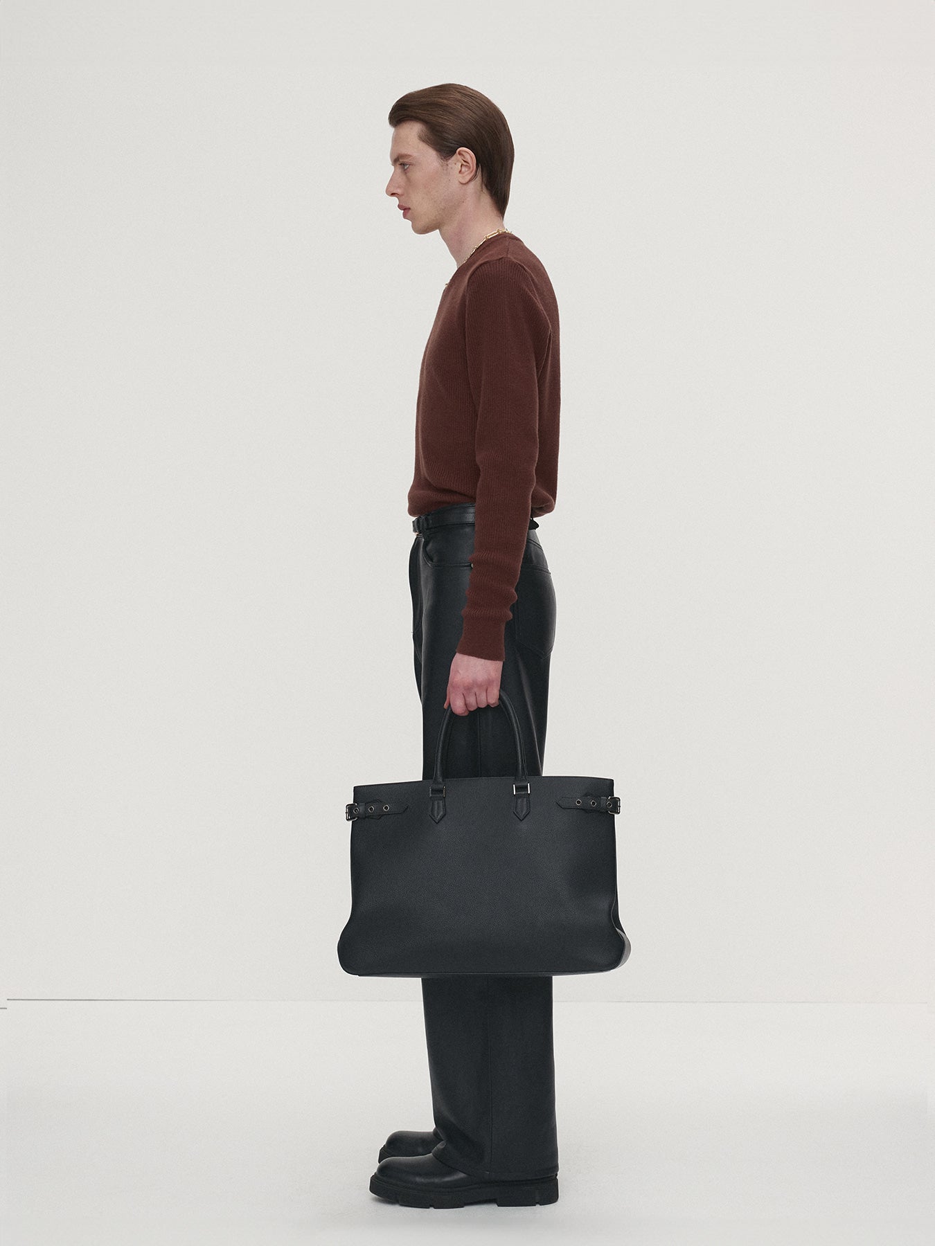 Tonywack - Super Fine Wool Ribbed V-Neck Sweater (Brown) product image 3 | TRAB K-Fashion Australia