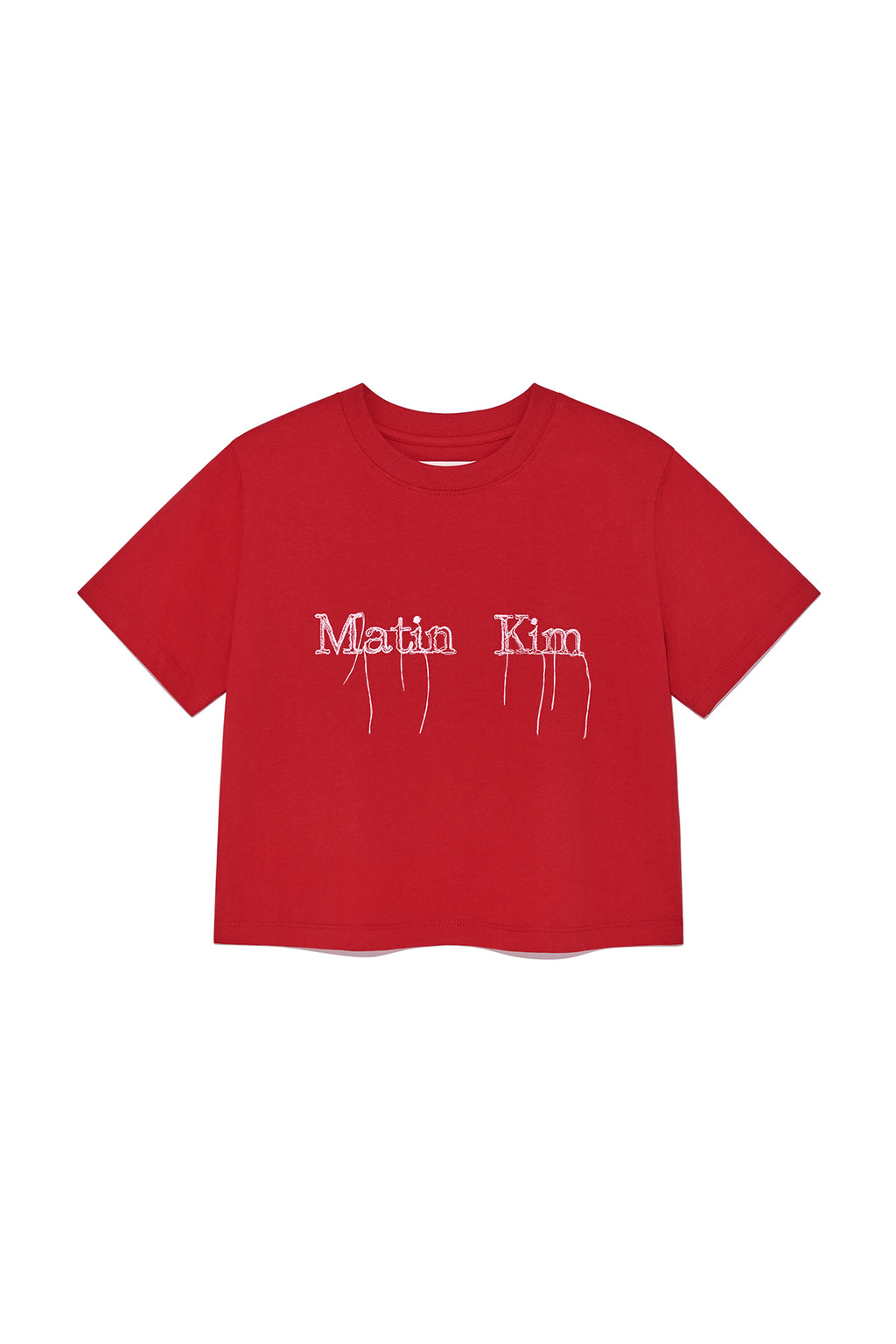 Matin Kim - Logo Thread Point Crop Top (Red) product image 1 | TRAB K-Fashion Australia