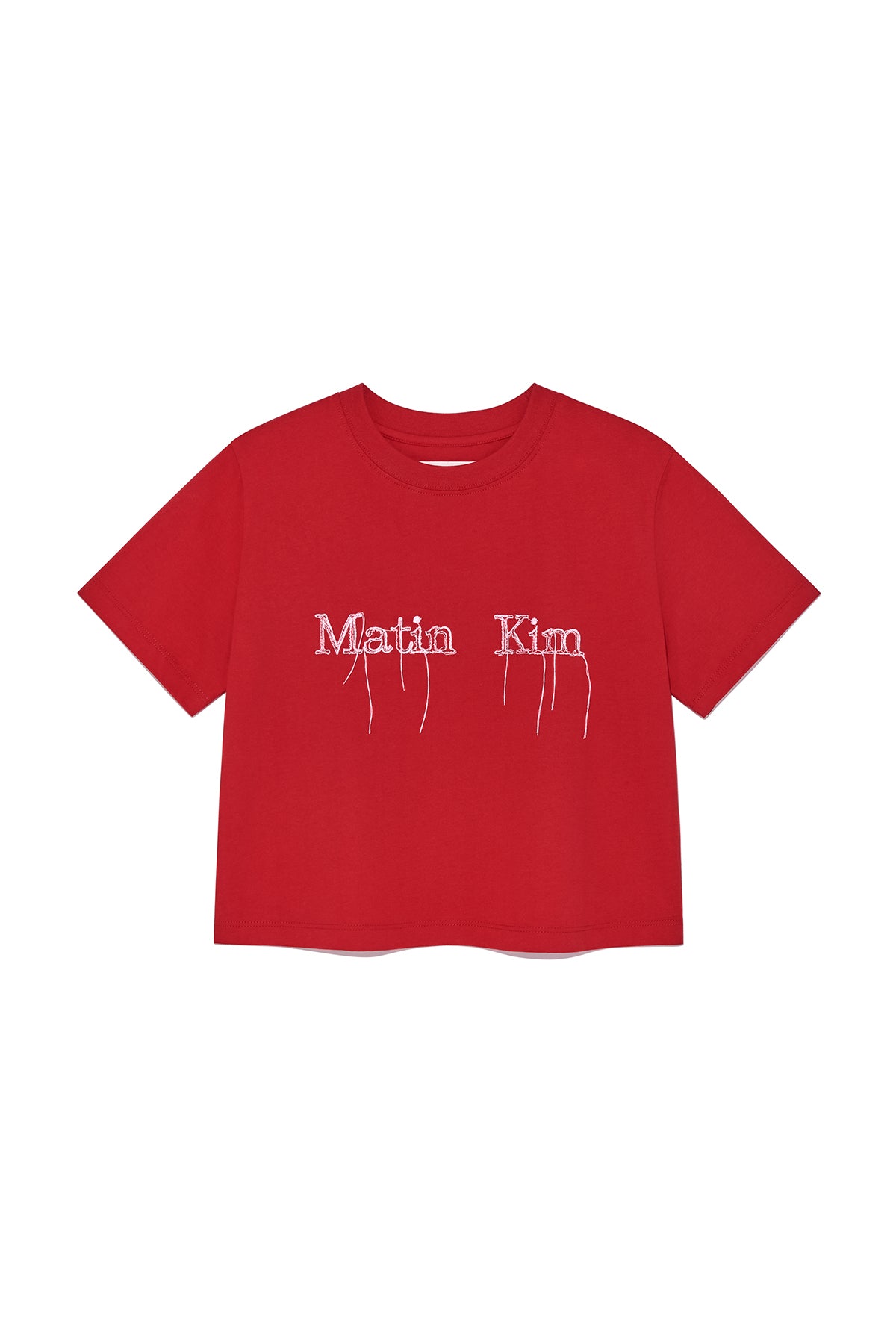 Matin Kim - Logo Thread Point Crop Top (Red) product image 1 | TRAB K-Fashion Australia