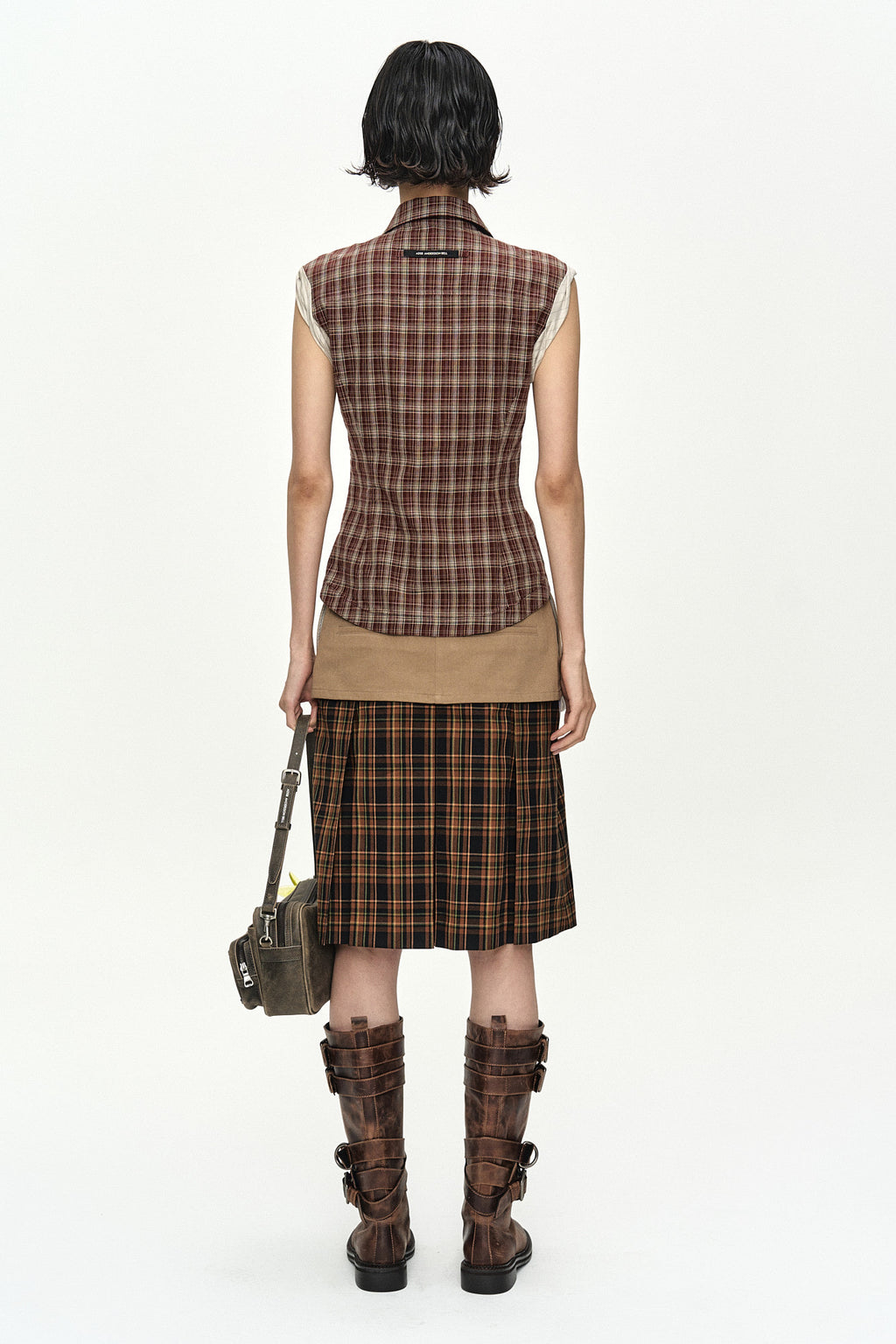 Andersson Bell - [Pre-Order – Ships June 8] Check Sleeveless Shirt (Brown) product image 4 | TRAB K-Fashion Australia