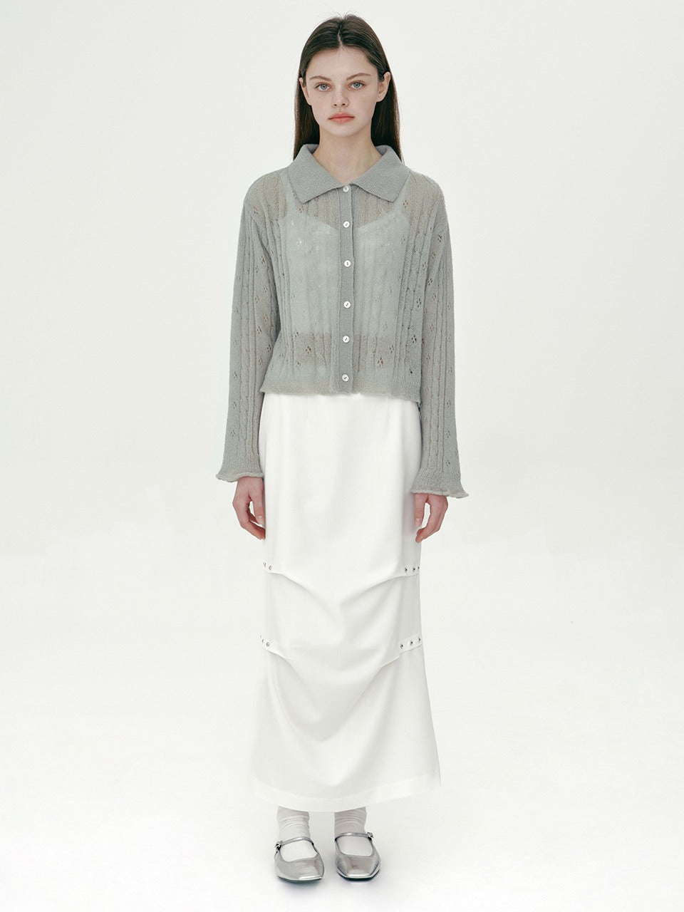 Margarin Fingers - Rivet Long Skirt (White) product image 1 | TRAB K-Fashion Australia