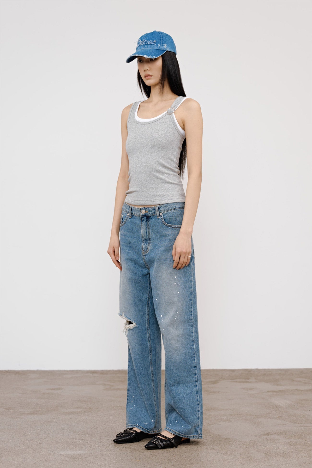 Deinet - Painted Logo Point Jeans (Blue) product image 2 | TRAB K-Fashion Australia