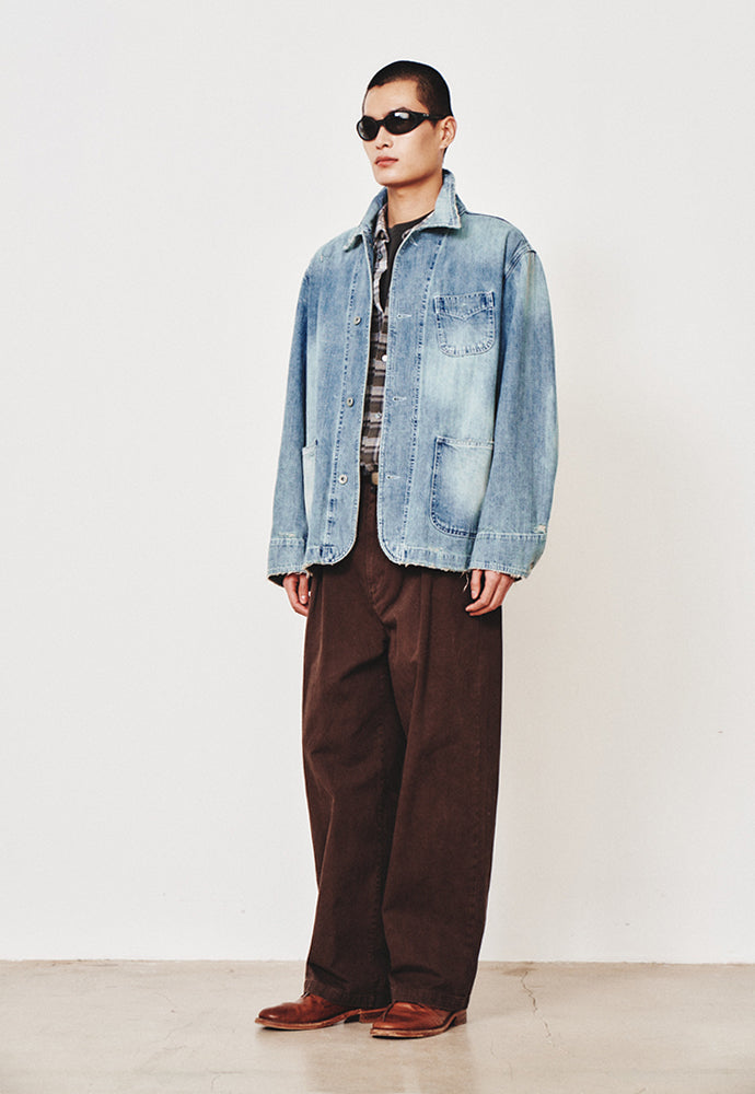 Art if acts - Damaged Denim Western Coverall Jacket (Light Indigo) product image 2 | TRAB K-Fashion Australia