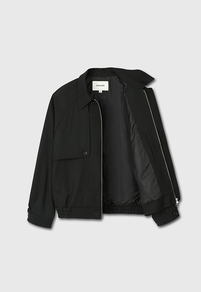 Tonywack - Hard Twist Wool Twill Gun Flap Blouson Jacket (Black) product image 9 | TRAB K-Fashion Australia