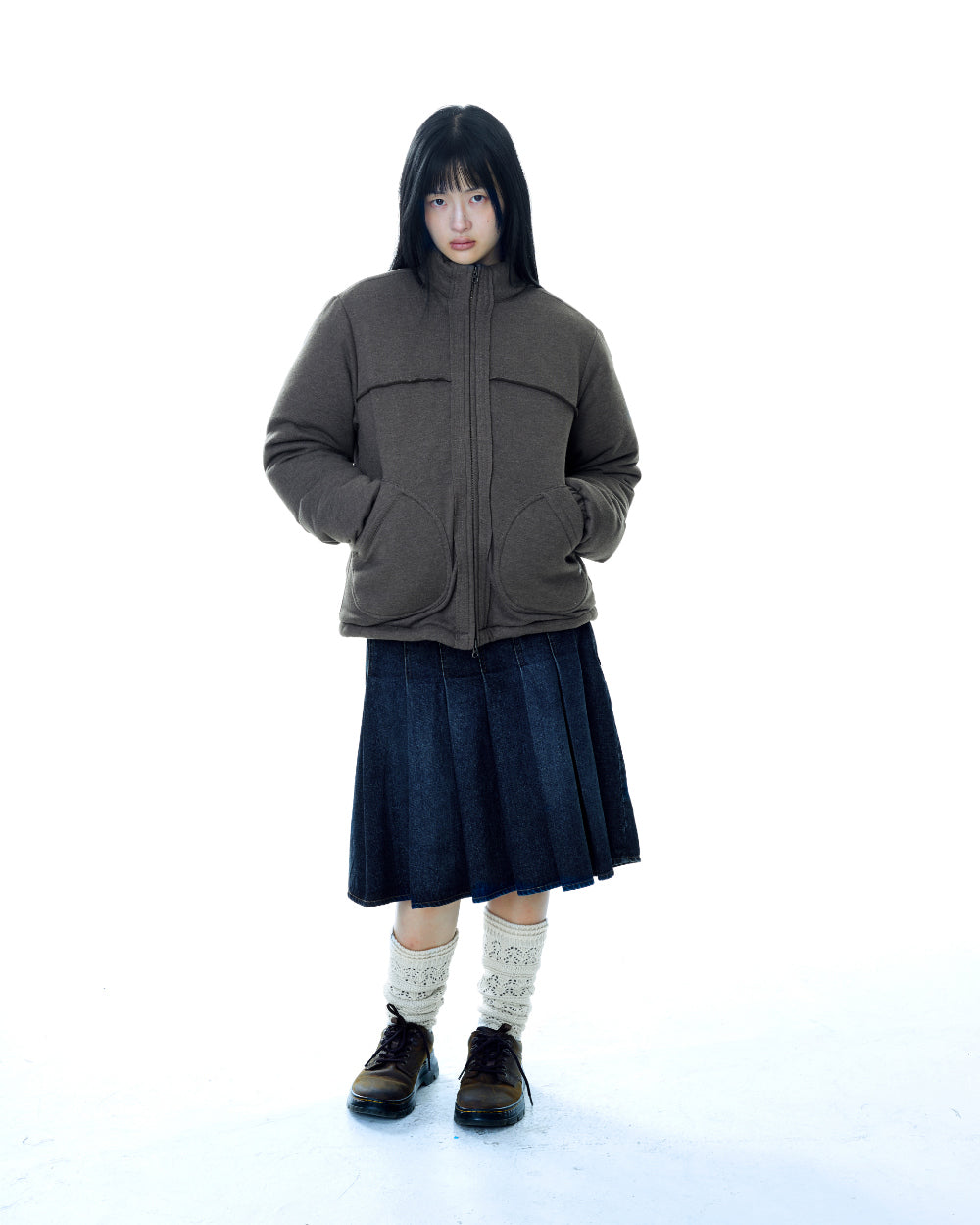 Coyseio - Cozy Sweat Down Jacket (Melange Brown) product image 7 | TRAB K-Fashion Australia