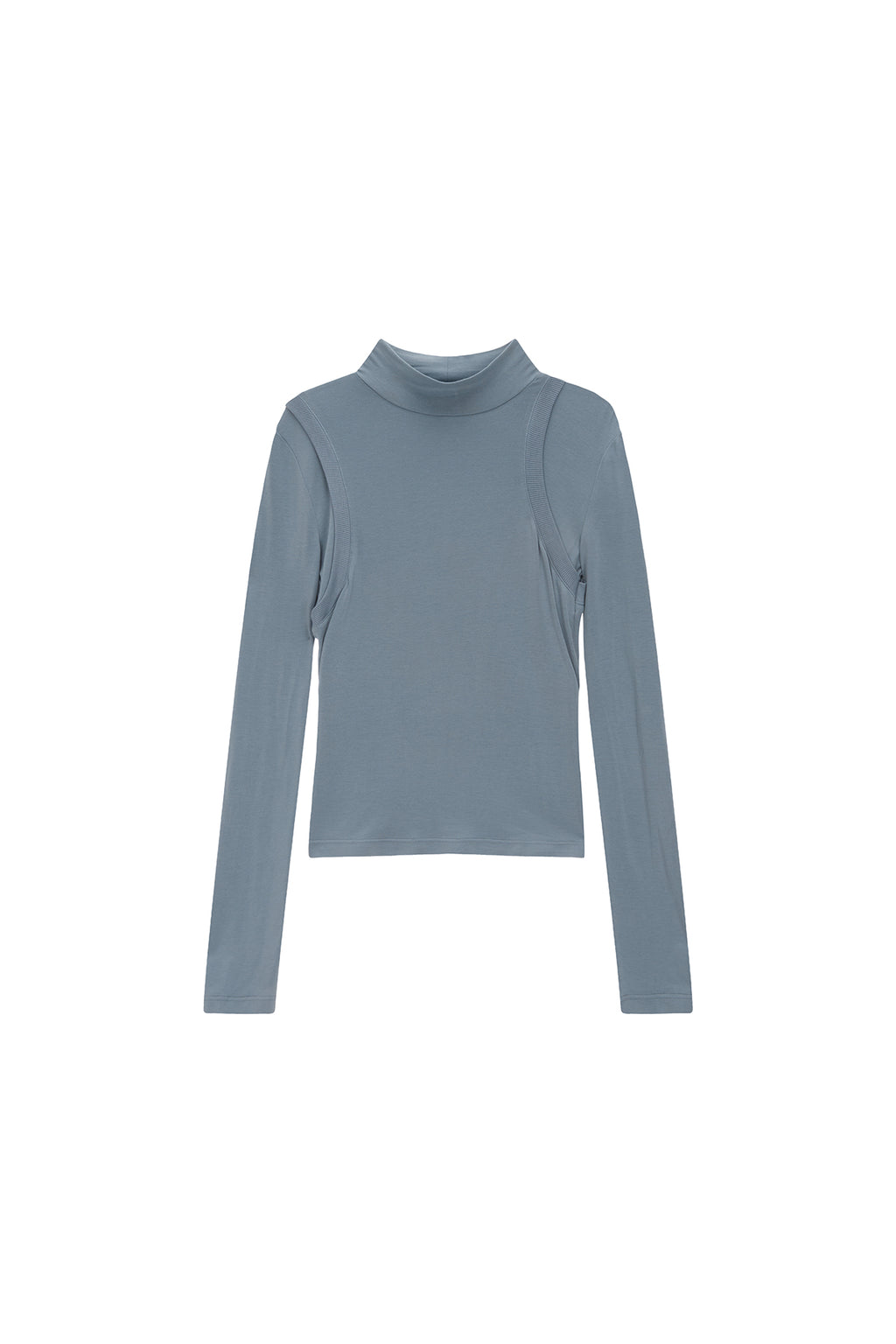 Matin Kim - Rib Layered Half Neck Long Sleeve Top (Blue) product image 1 | TRAB K-Fashion Australia
