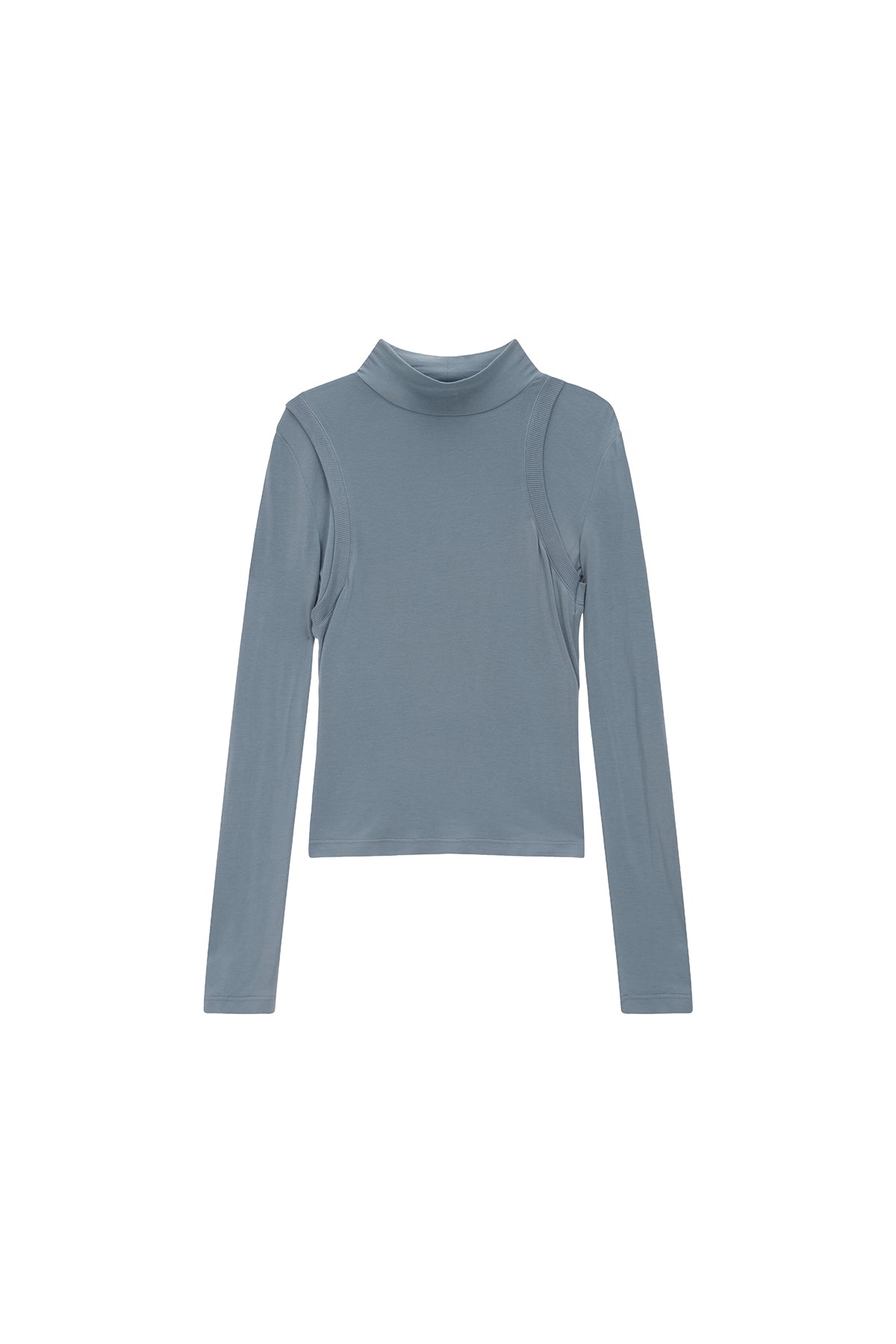 Matin Kim - Rib Layered Half Neck Long Sleeve Top (Blue) product image 1 | TRAB K-Fashion Australia
