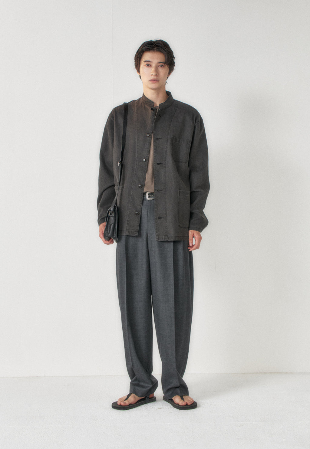 Art if acts - Linen Oriental Band Collar Jacket (Black) product image 2 | TRAB K-Fashion Australia