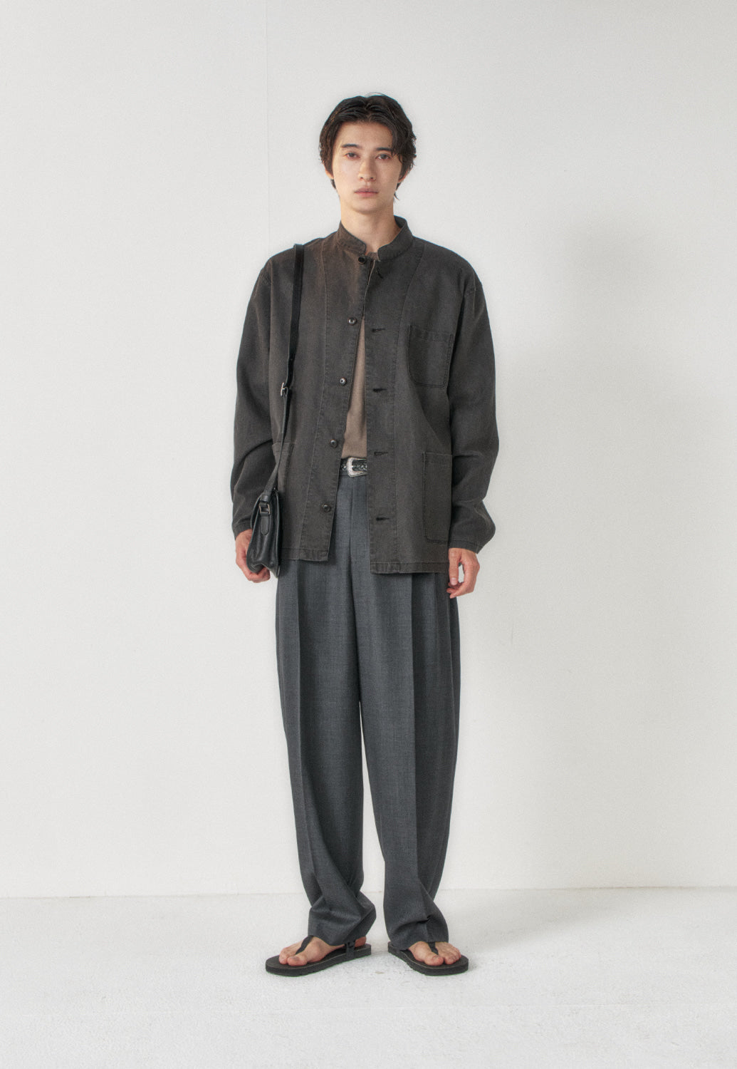 Art if acts - Linen Oriental Band Collar Jacket (Black) product image 2 | TRAB K-Fashion Australia