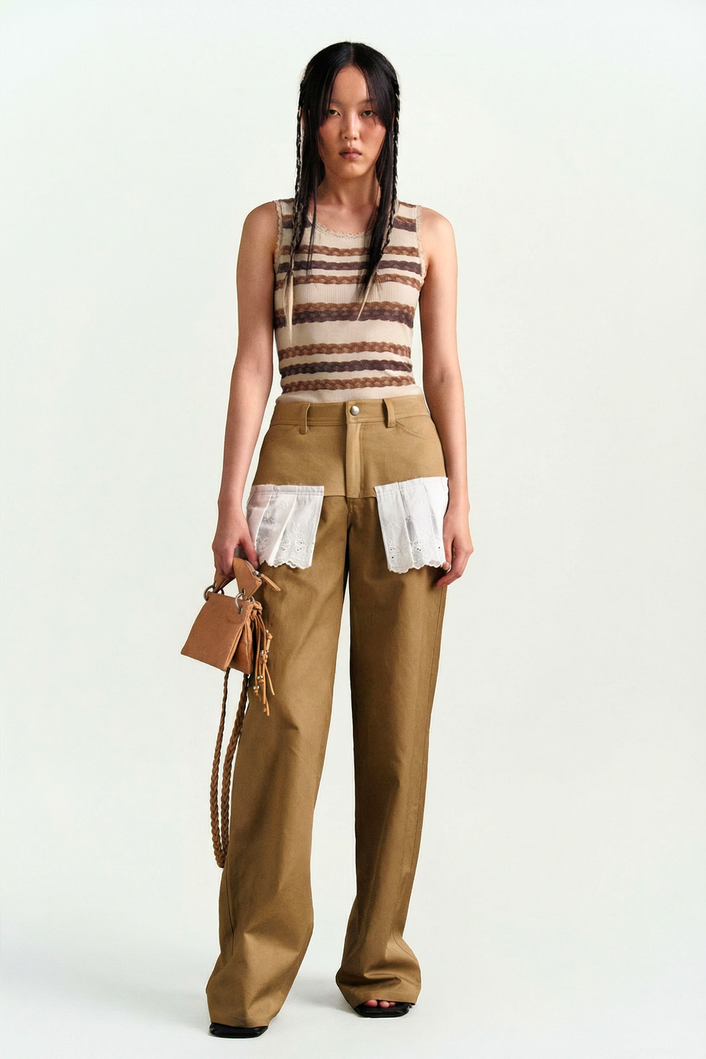 Andersson Bell - Hair Braid Stripe Tank Top (Beige) product image 1 | TRAB K-Fashion Australia