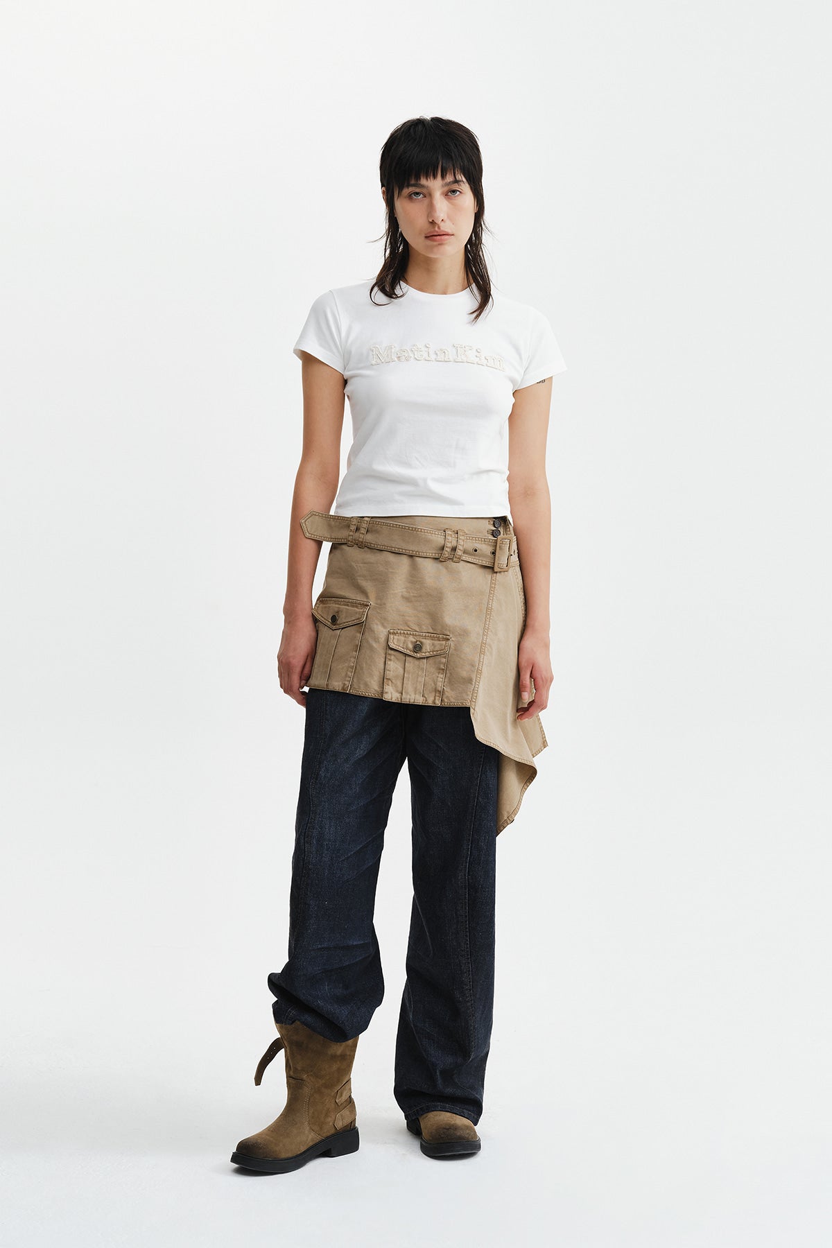 Matin Kim - Applique Logo Slim Top (White) product image 10 | TRAB K-Fashion Australia