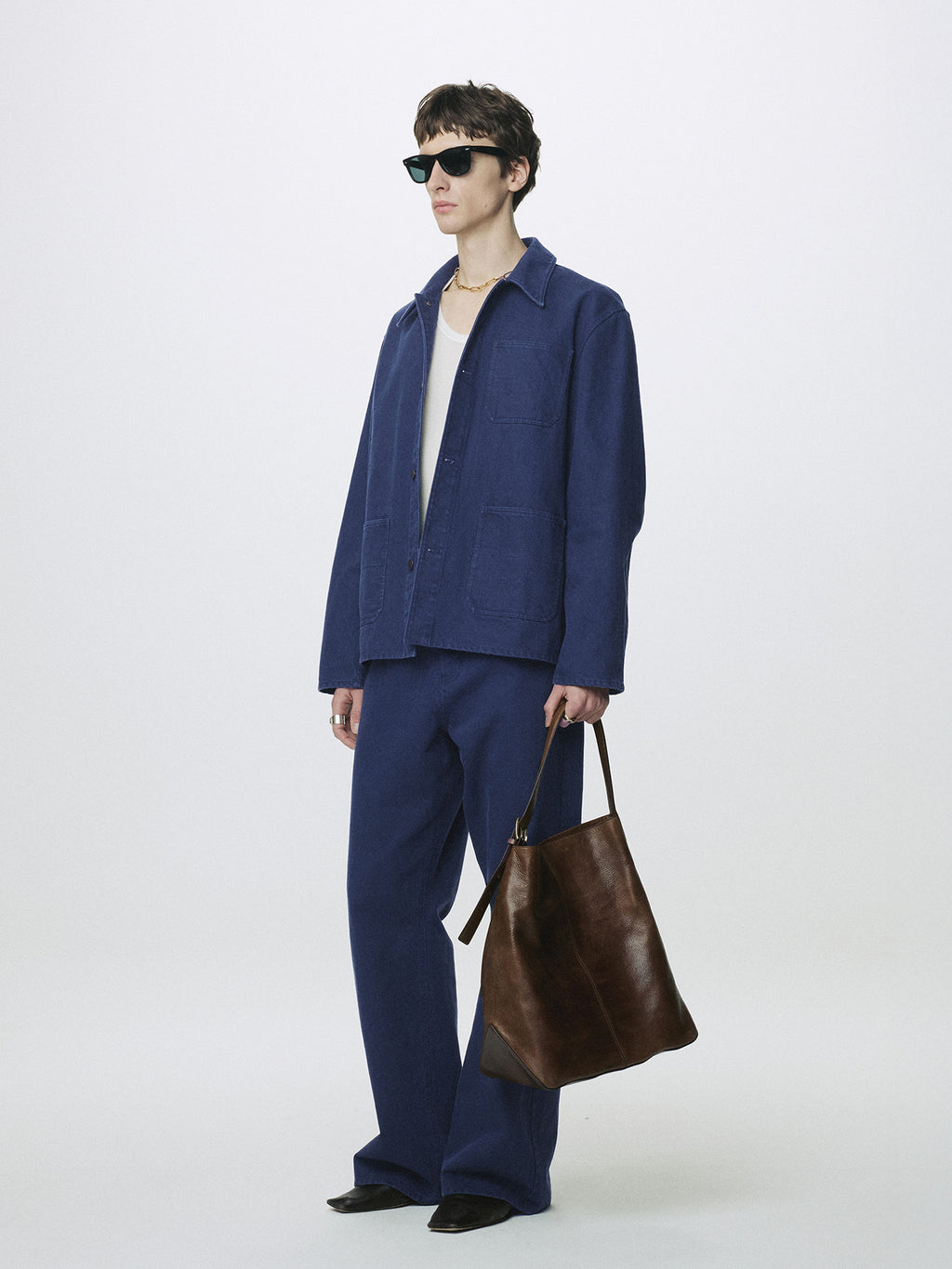 Tonywack - Washed Cotton Twill Loose Flared Jeans (Purple Blue) product image 6 | TRAB K-Fashion Australia