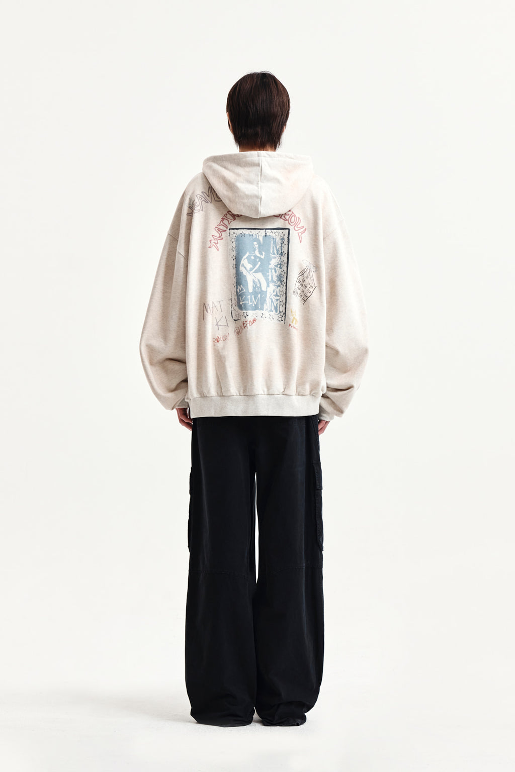 Matin Kim - Vintage Washed Graffiti Hoody Zip Up (Beige) product image 12 | TRAB K-Fashion Australia