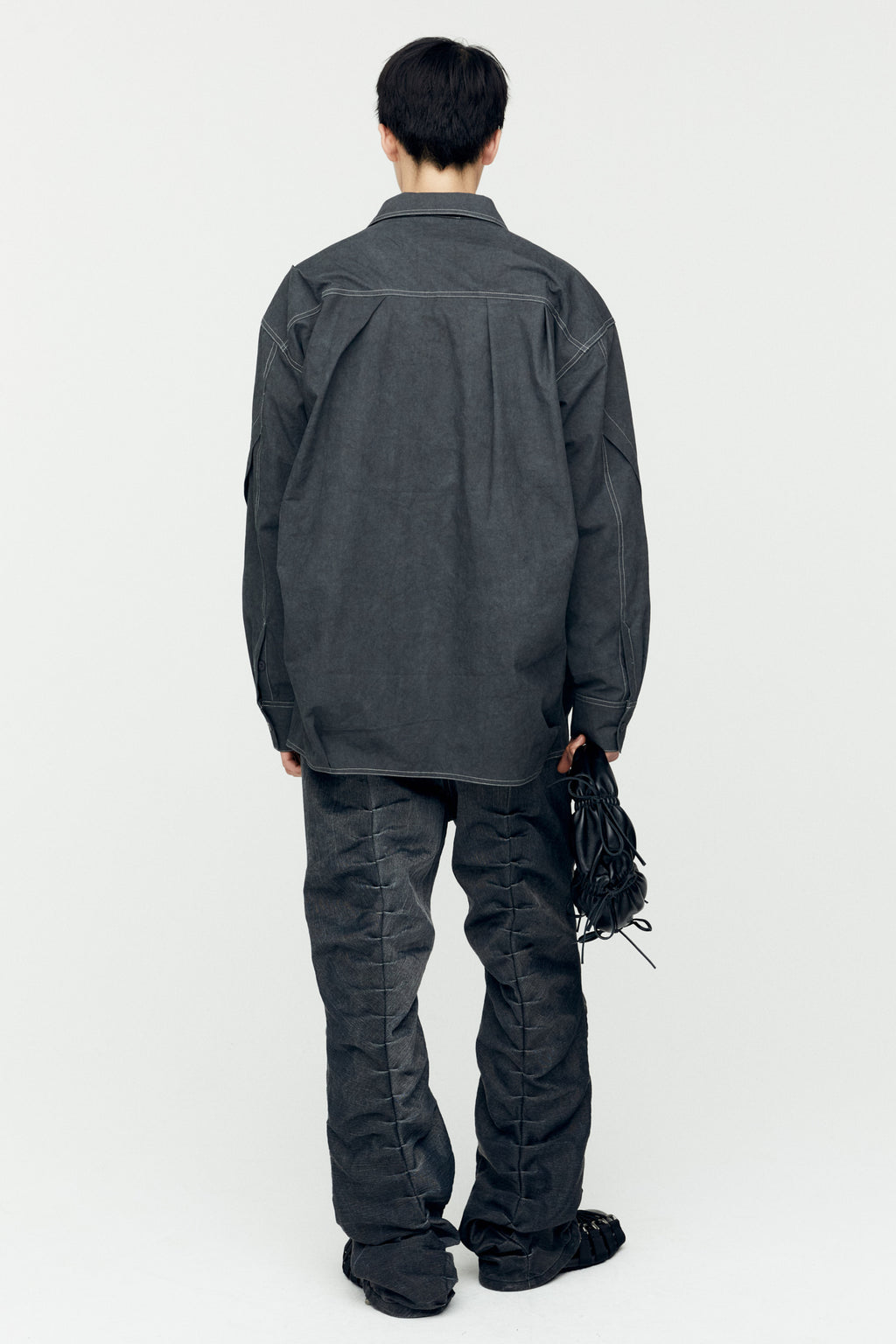 Andersson Bell - Rivoli Washed Tuck Pants (Washed Black) product image 2 | TRAB K-Fashion Australia