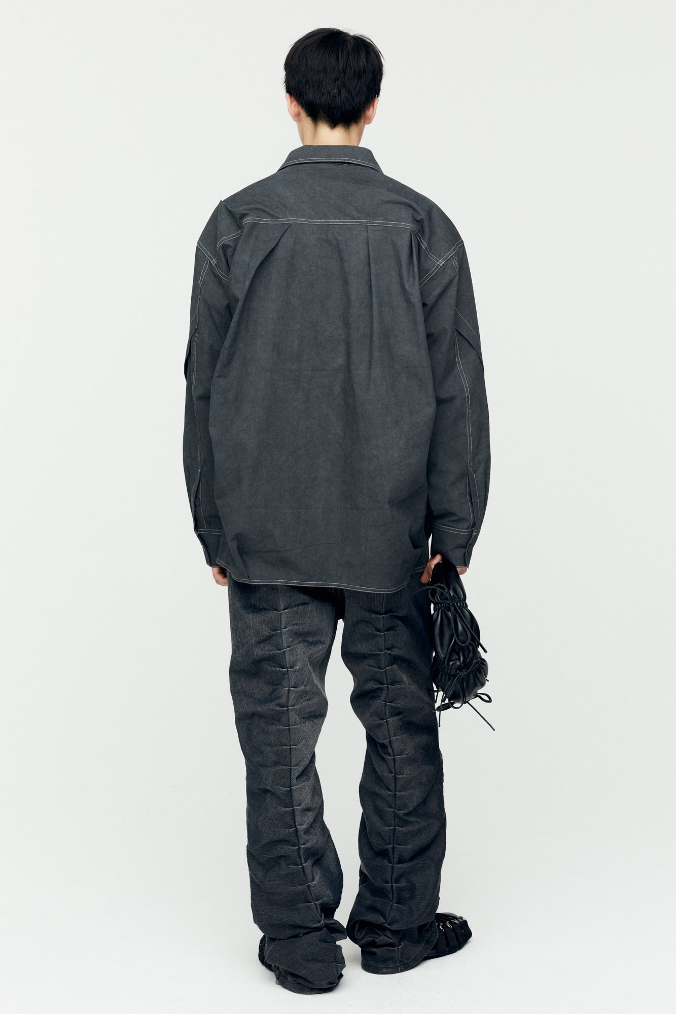 Andersson Bell - Rivoli Washed Tuck Pants (Washed Black) product image 2 | TRAB K-Fashion Australia