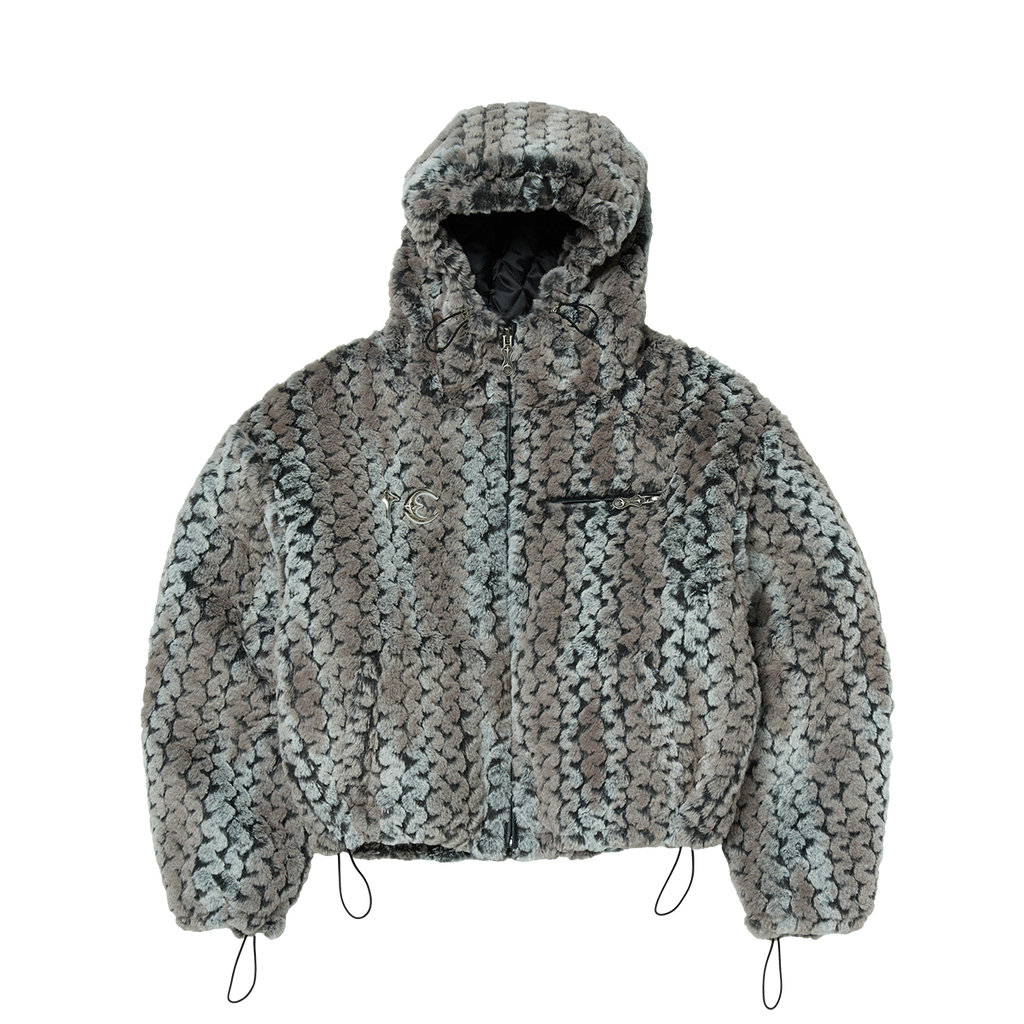 Thug Club - TC Wavy Leopard Fur Jacket (Ivory/Black) product image 1 | TRAB K-Fashion Australia