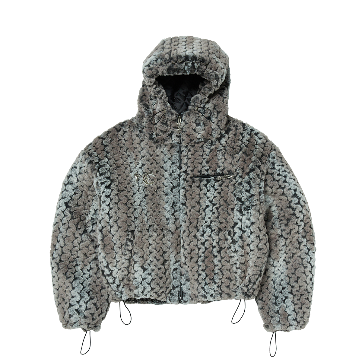 Thug Club - TC Wavy Leopard Fur Jacket (Ivory/Black) product image 1 | TRAB K-Fashion Australia