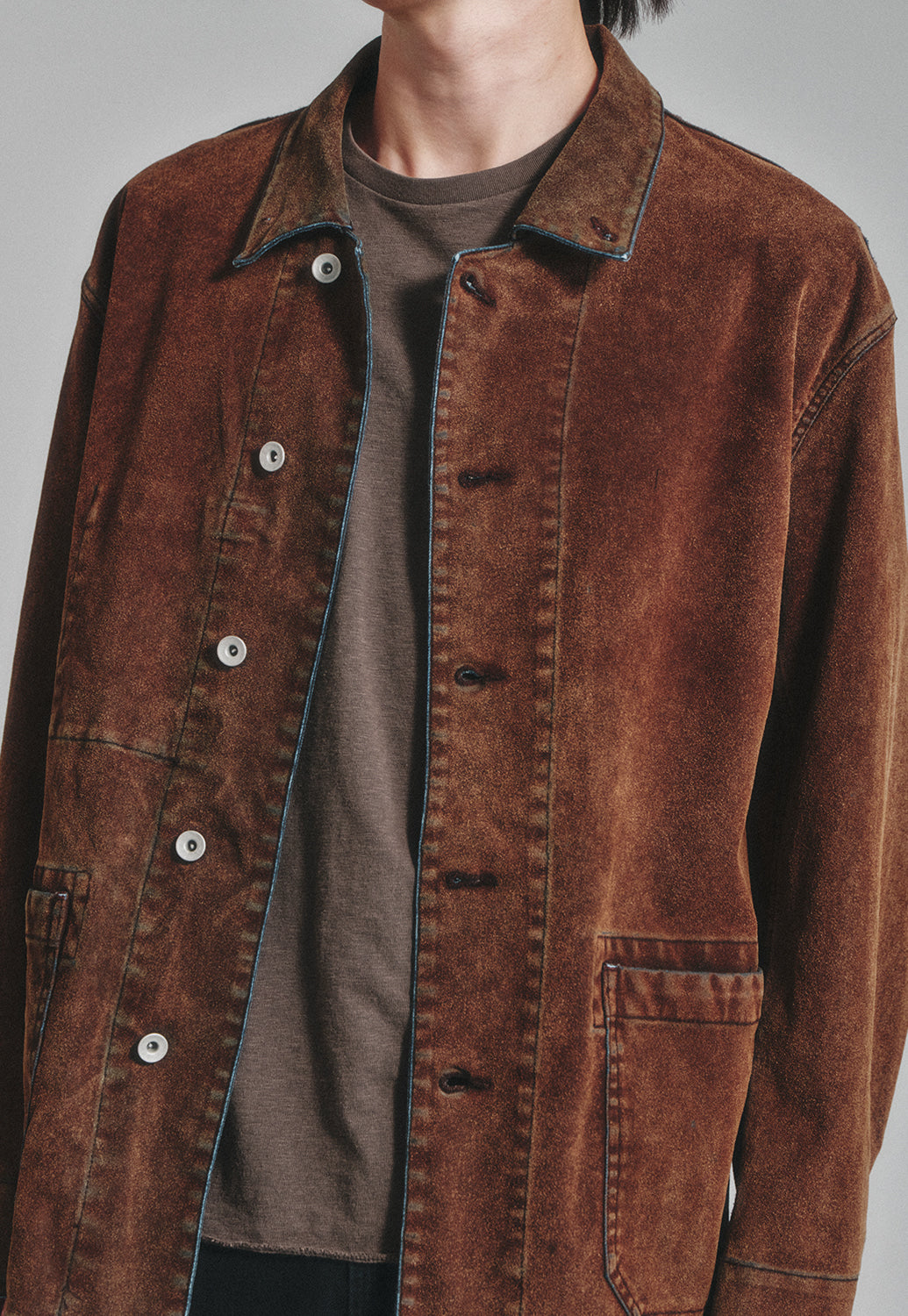 Art if acts - Flocked Denim French Work Jacket (Tobacco Indigo) product image 6 | TRAB K-Fashion Australia