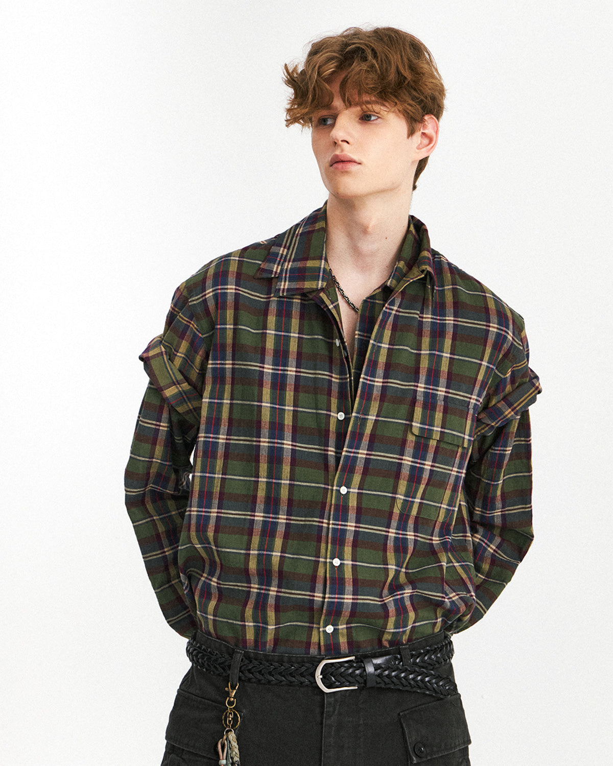 Eastlogue - Holiday Half Shirts (Green & Purple Check) product image 3 | TRAB K-Fashion Australia