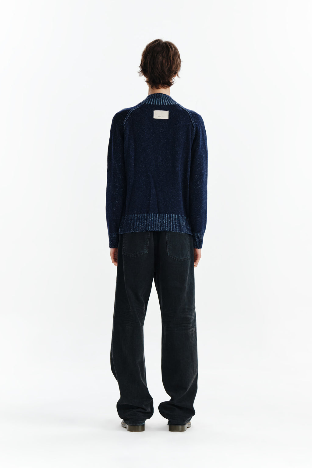 Matin Kim - Two Tone Mixed Knit Zip Up (Navy) product image 7 | TRAB K-Fashion Australia