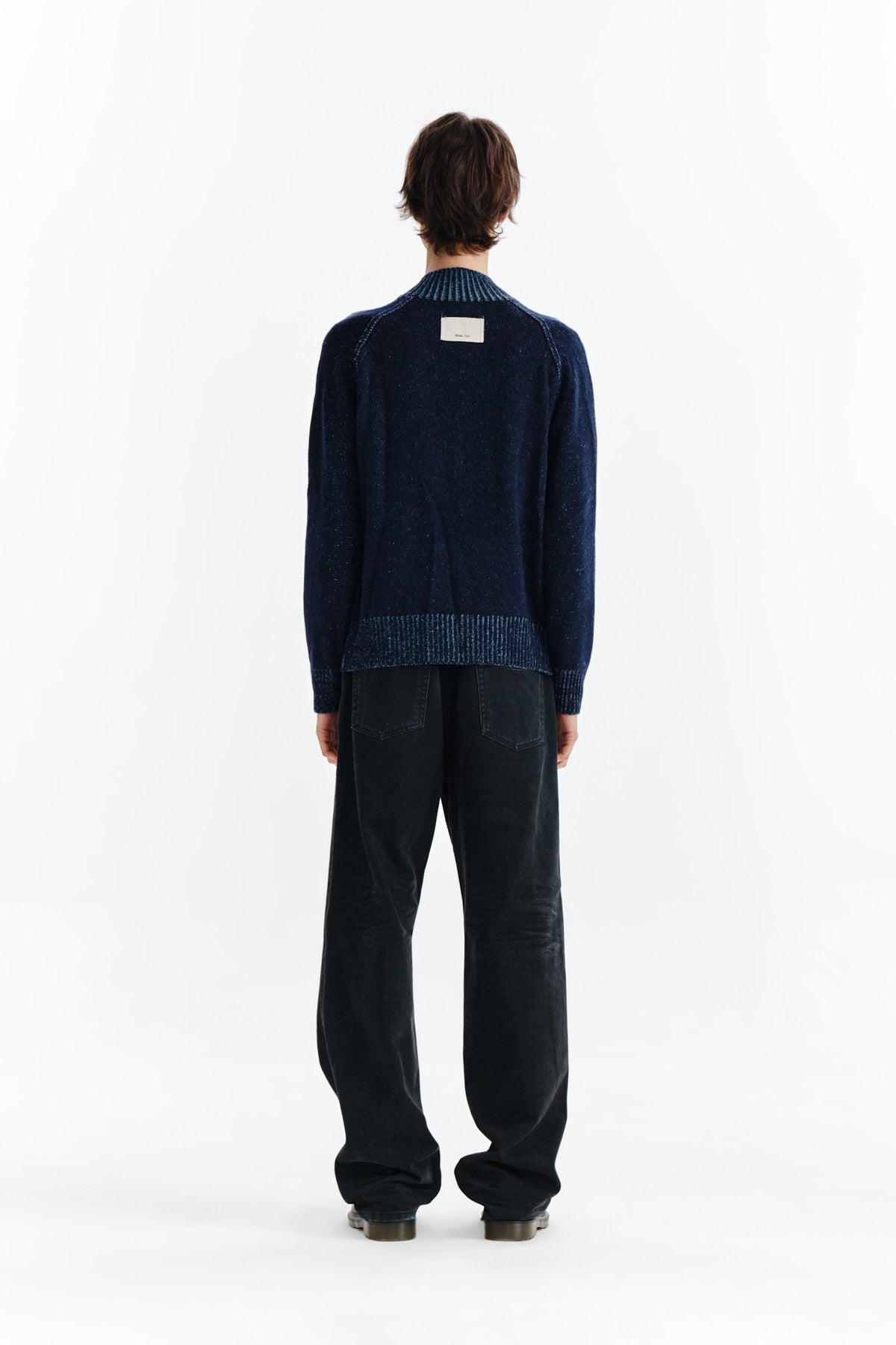 Matin Kim - Two Tone Mixed Knit Zip Up (Navy) product image 7 | TRAB K-Fashion Australia