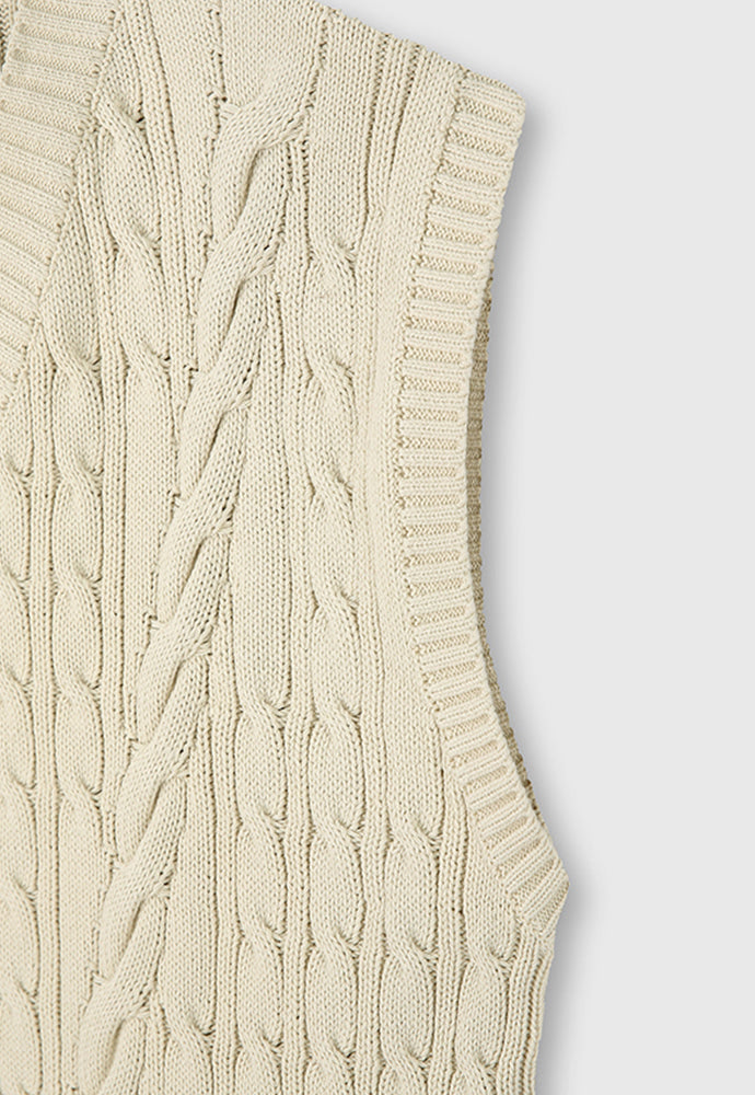 Tonywack - Cotton Twist V-Cable Knit Vest (Natural) product image 4 | TRAB K-Fashion Australia