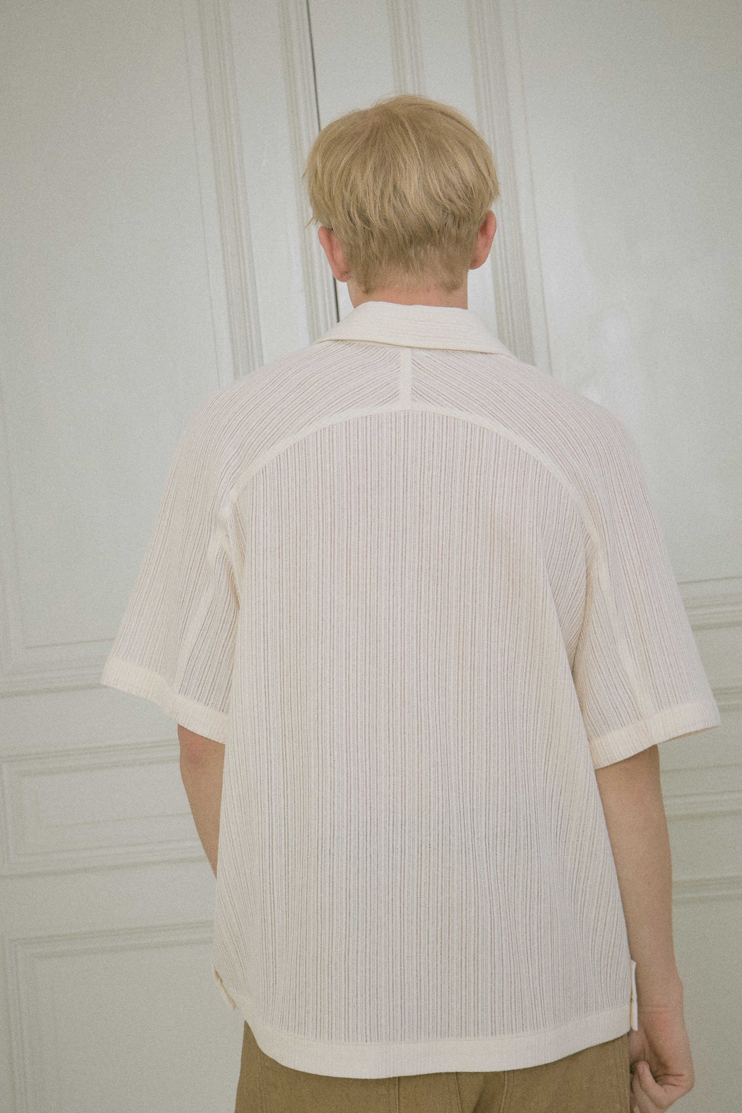 STU - Back Raglan Embo Stripe Shirt (Ivory) product image 16 | TRAB K-Fashion Australia