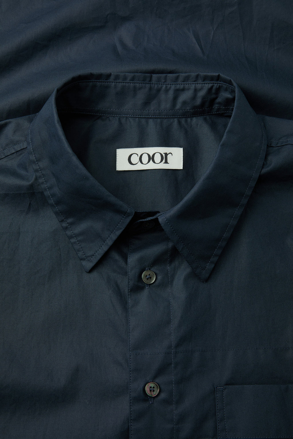 Coor - One Pocket Papery Cotton Half Shirt (Navy) product image 5 | TRAB K-Fashion Australia